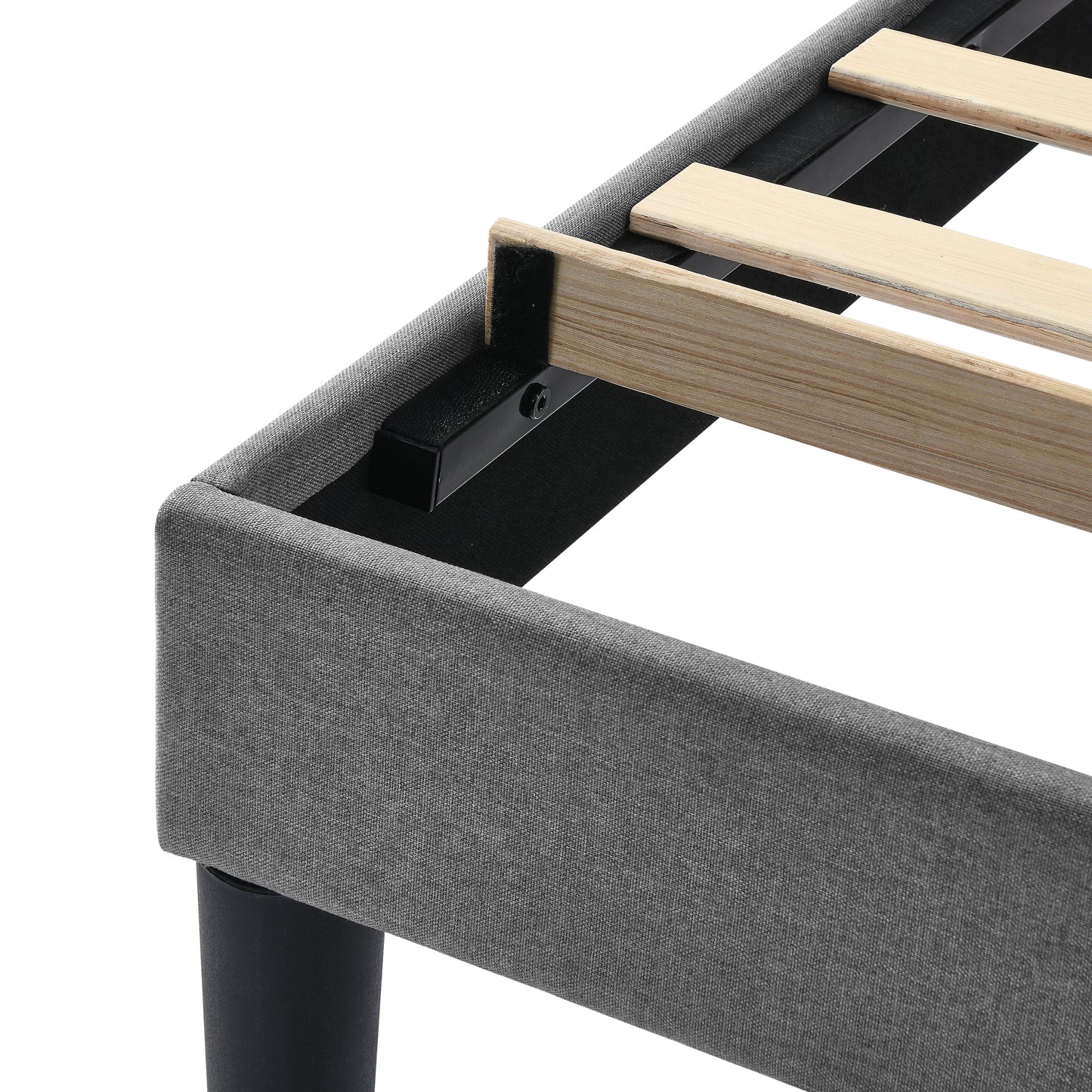 Light Grey Bed Frame with Adjustable Border Headboard King Size