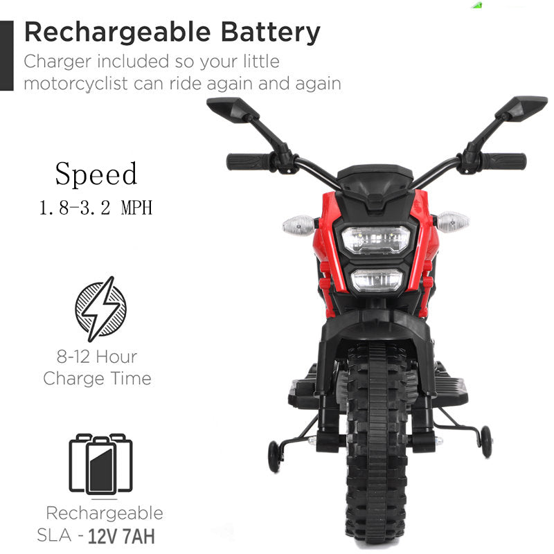 Electric Motorcycle for Kids, kids ride on  motorcycle, Tamco 12V  Electric Dirt  Bike with Training Wheels, Hand Racing   Foot Brake,PU seat,   Ride on Motorcycle for  3~6 years Boys Girls gift