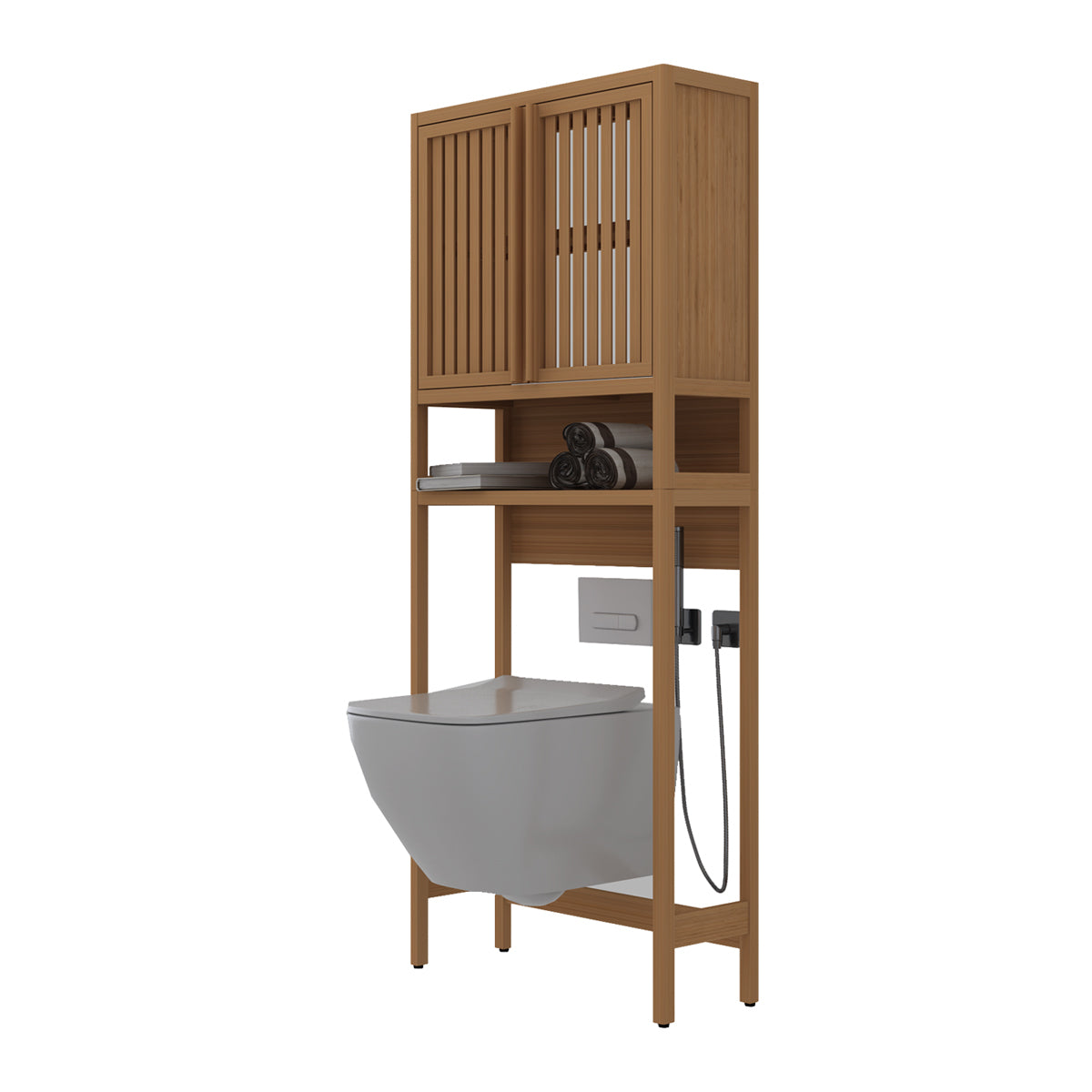 Toilet storage rack, independent bathroom, laundry room, space saving, natural color
