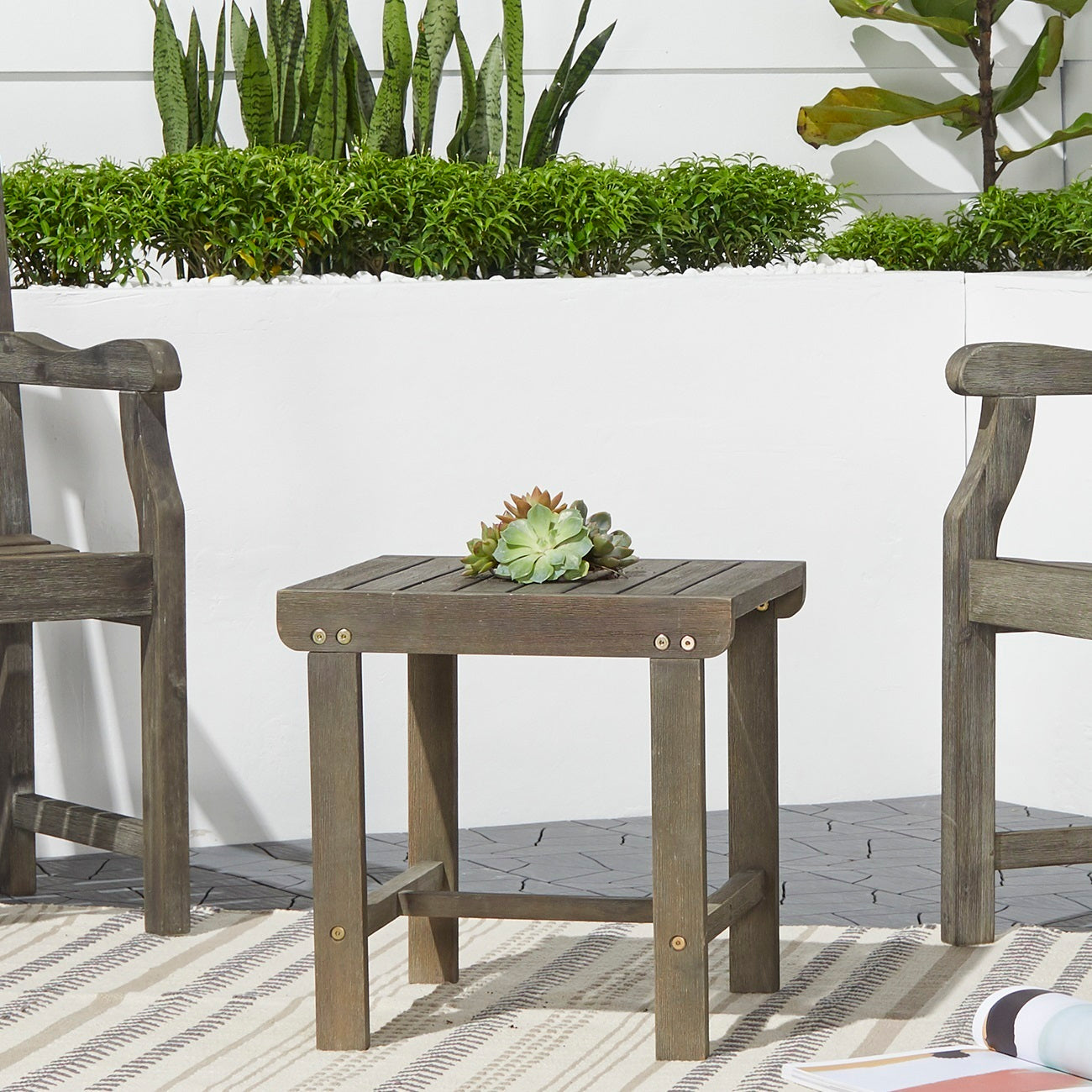 Caladesi Poolside Grey-washed Vintage Wood Side Table