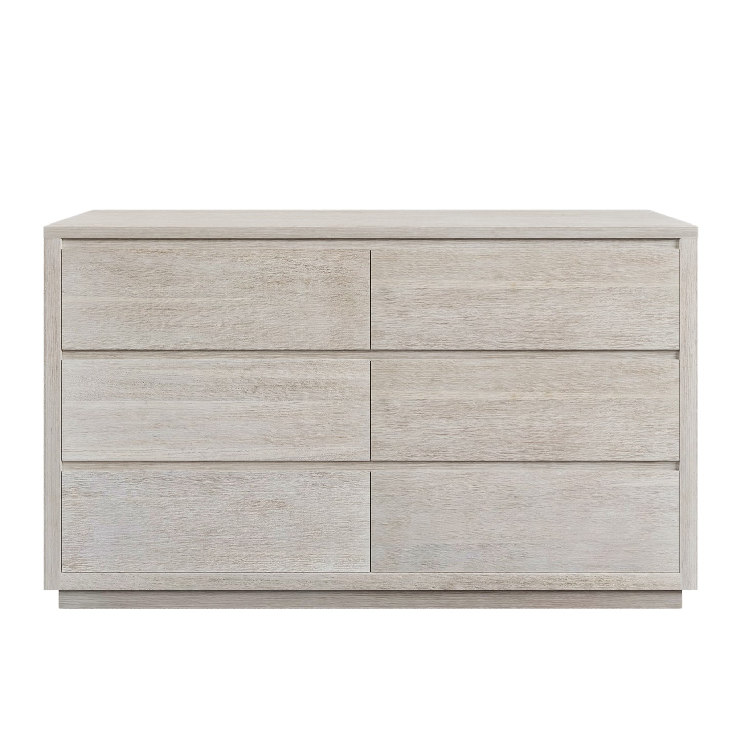3 Pieces Modern Concise Style Bedroom Set Solid Wood Grain Platform Full Bed Frame + Nightstand +6-Drawer Dresser, Stone Gray