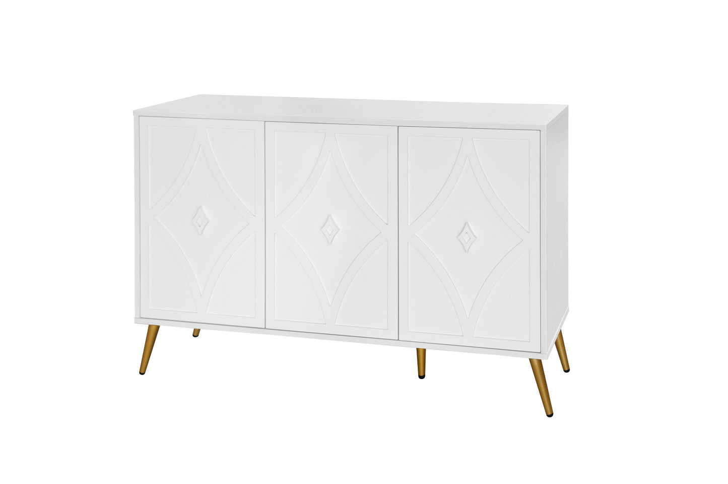 3 Door Storage Cabinet Accent Cabinet with Storage,Sideboard with Adjustable Shelf, Kitchen Cabinet, Diamond-shaped decoration Door for Living Room, Kitchen, Dining Room ,Enchence