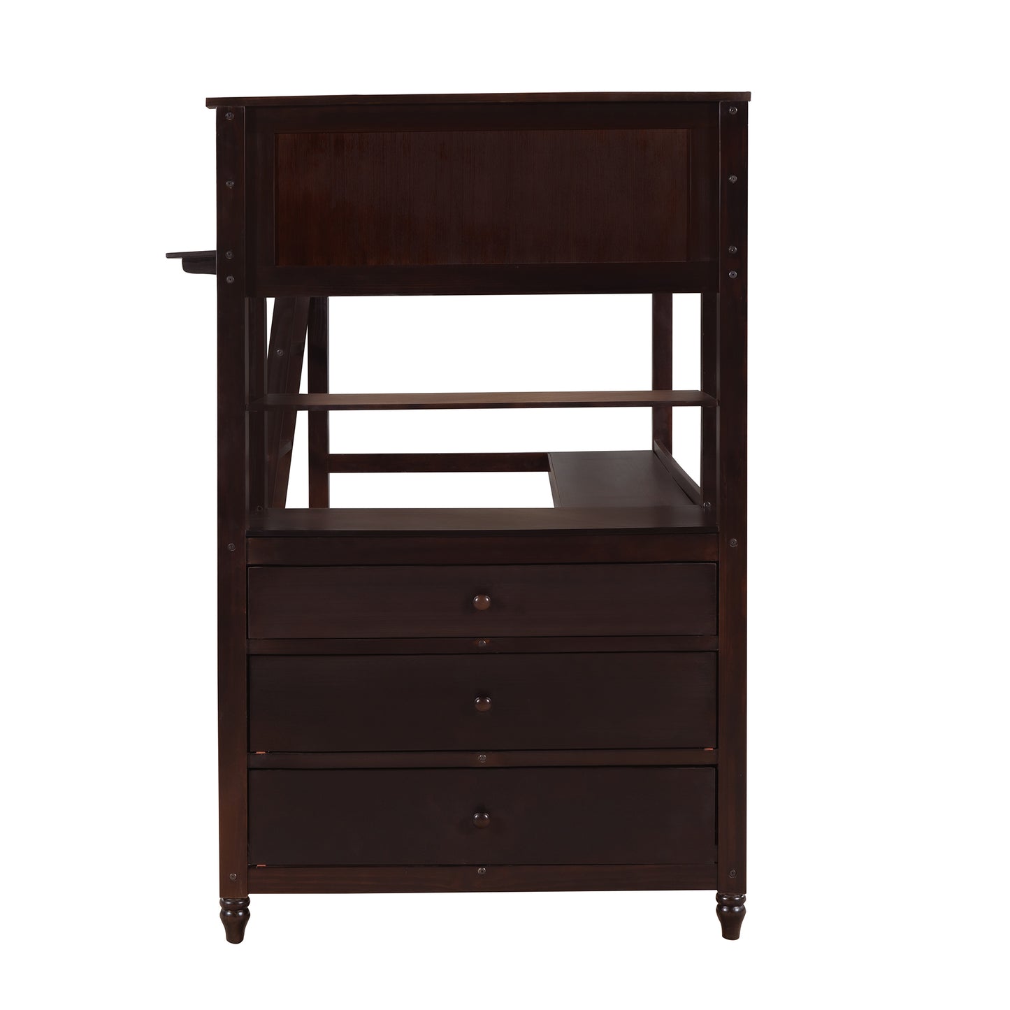 Twin size Loft Bed with Drawers and Desk, Wooden Loft Bed with Shelves - Espresso(OLD SKU: LP000530AAP)