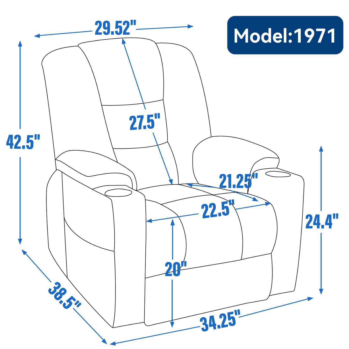 EMON'S Large Power Lift Recliner Chair with Massage and Heat for Elderly, Overstuffed Wide Recliners, Heavy Duty Motion Mechanism with USB and Type C Ports, 2 Steel Cup Holders, Brown