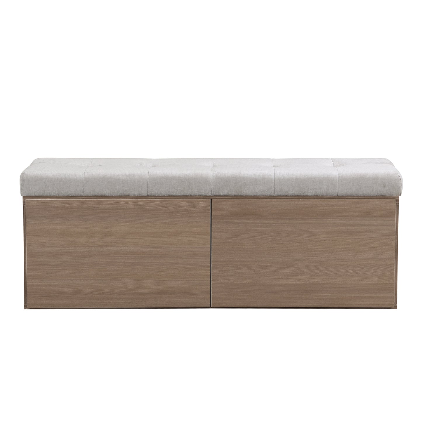 49" Shoe Storage Bench Entryway Shoe Cabinet Storage Ottoman with Padded Seat Cushion and Double Doors for Entryway, Hallway and Bedroom, Light Grey