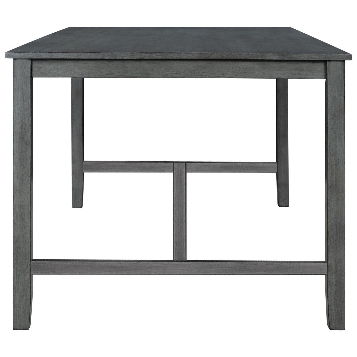 TOPMAX 6 Piece Wooden Dining Table set, Kitchen Table set with 4 Chairs and Bench, Farmhouse Rustic Style,Gray