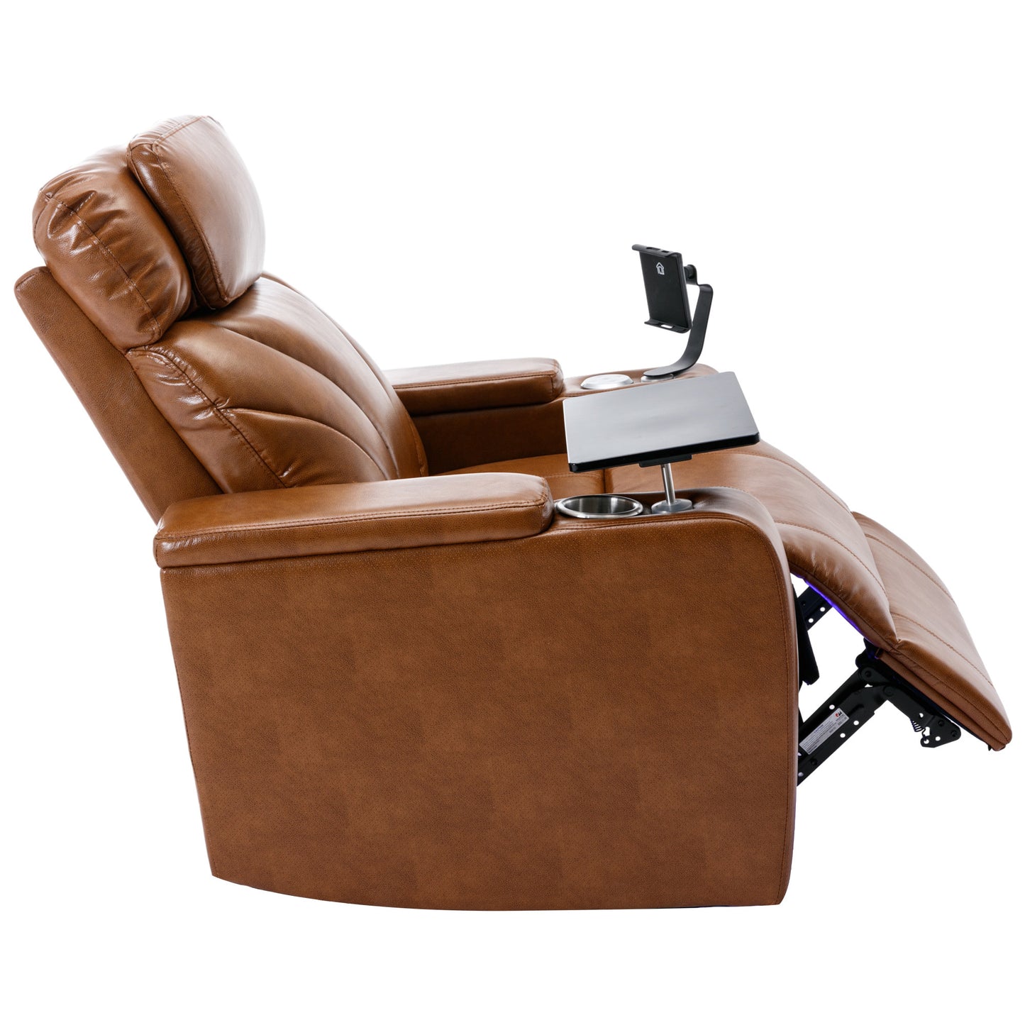 Power Motion Recliner with USB Charging Port and Hidden Arm Storage, Home Theater Seating with Convenient Cup Holder Design ,and stereo(Light  Brown)