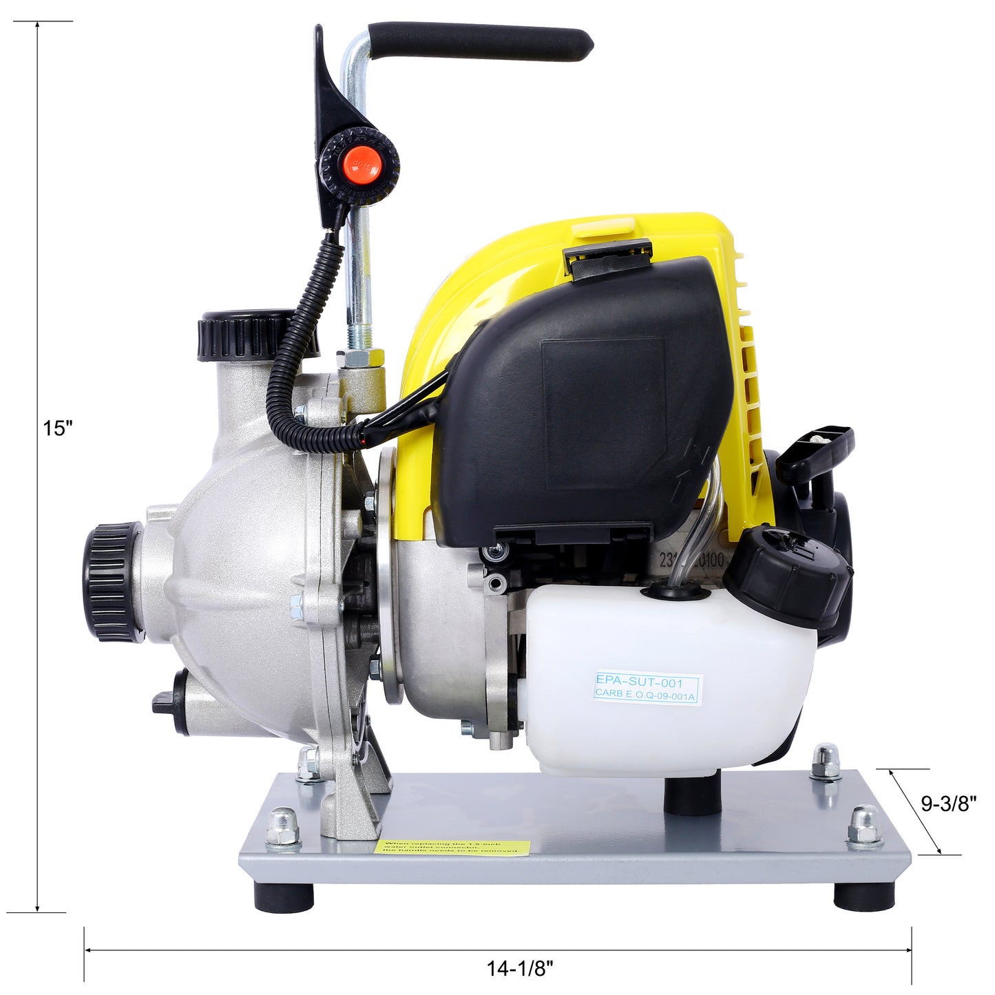 38CC 4 Stroke Gasoline Water Pump 1.5Inch Portable Gas Powered Transfer Pump Commercial Engine Water Pump for Flood Landscaping or Gardening Irrigation 8500r/min,10FT x 1"Suction 1.5"  lay flat hose