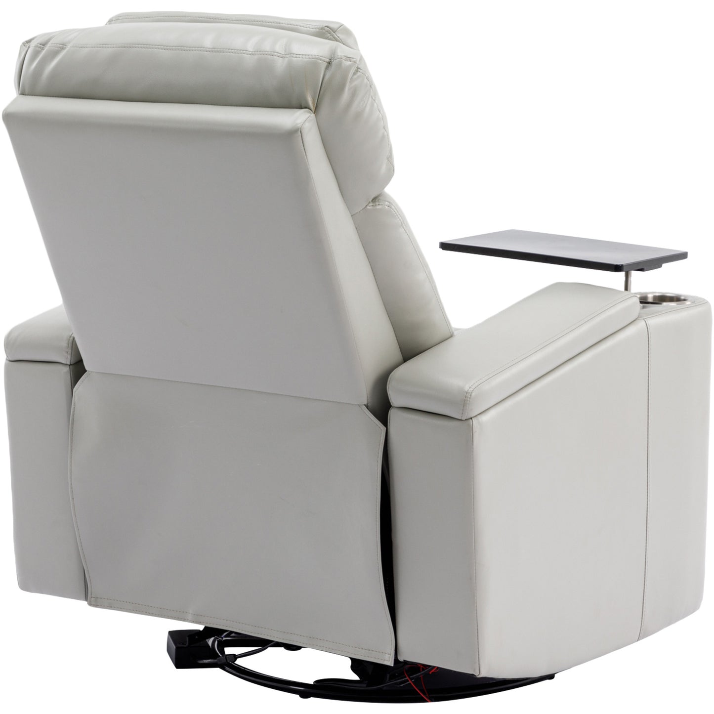 270° Power Swivel Recliner,Home Theater Seating With Hidden Arm Storage and  LED Light Strip,Cup Holder,360° Swivel Tray Table,and Cell Phone Holder,Soft Living Room Chair,Grey