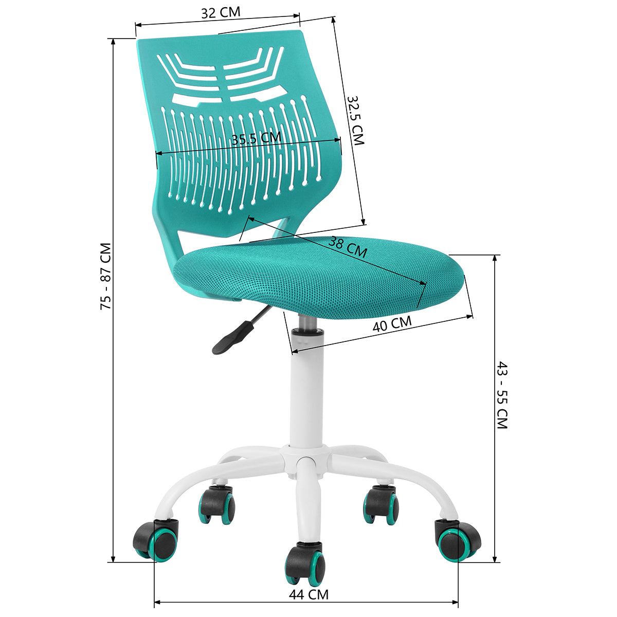 Plastic Task Chair/ Office Chair - AQUA