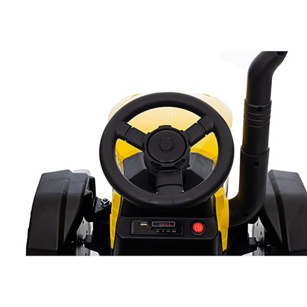 Ride on Tractor, 12 V Battery Powered Electric Vehicle Toy w/Remote Control,music, LED Lights, Removable trailer bucket, Safety Belt