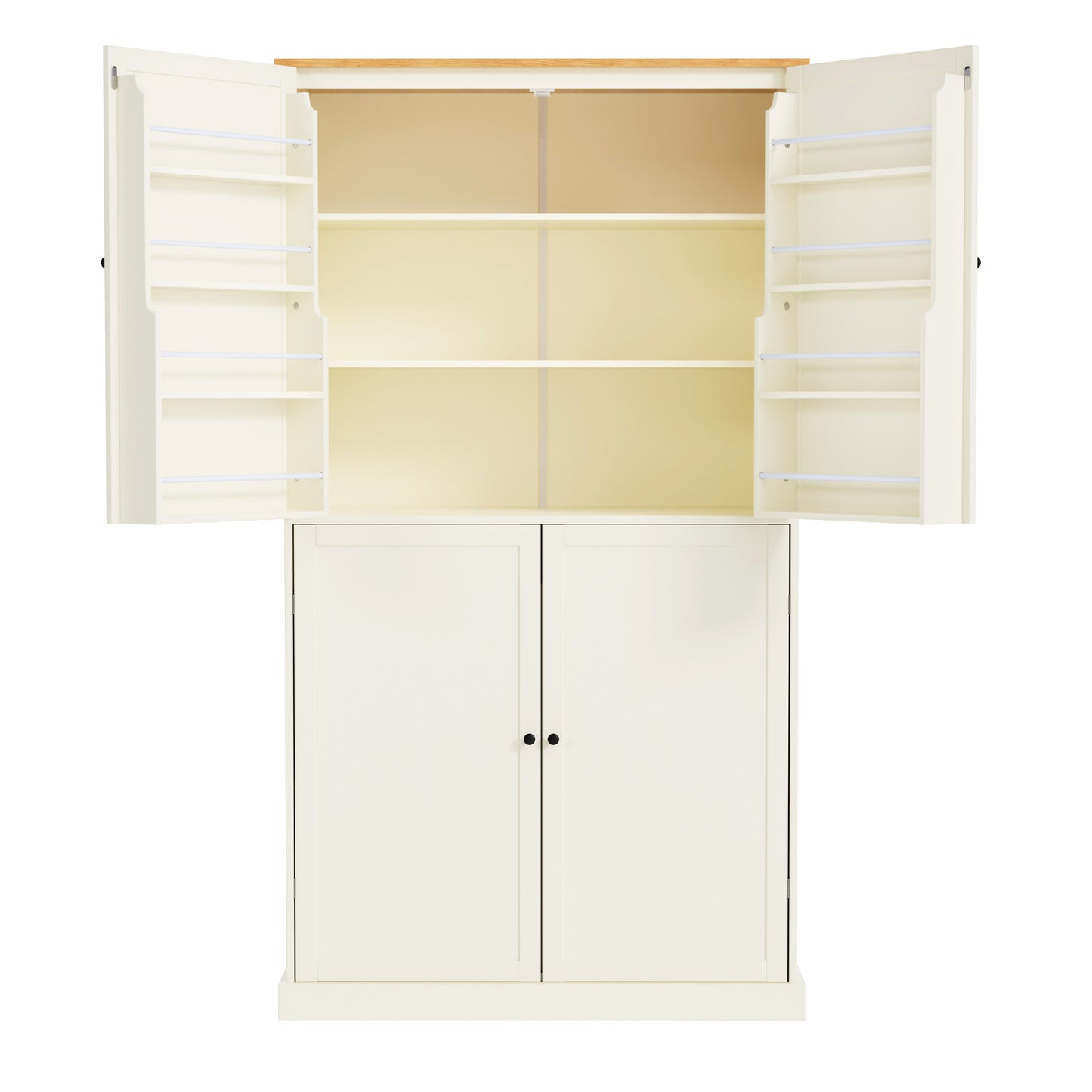 [Assembly Video Provided]TOPMAX 40.2x20x71.3inch High Freestanding Kitchen Pantry Large Cupboard Storage Cabinet with 2 Drawers, 2 Adjustable Shelves, 8 Door Shelves for Kitchen, Dining Room,Cream