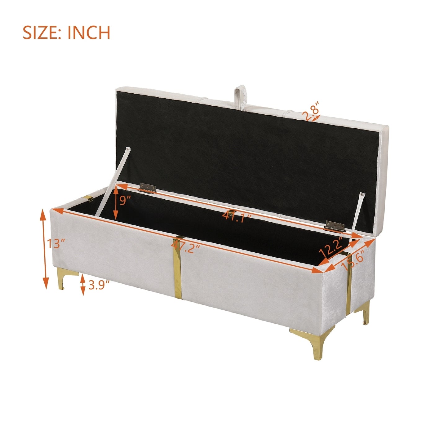 2-Pieces Bedroom Sets,Queen Size Upholstered Platform Bed with Hydraulic Storage System,Storage Ottoman with Metal Legs,Beige