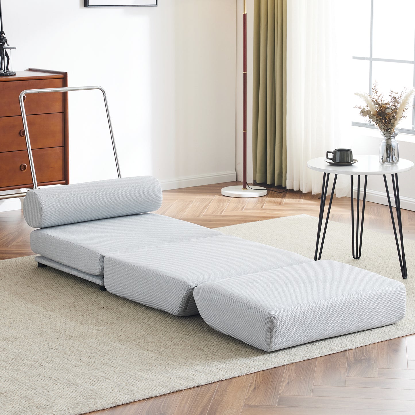 Single Sofa Chair Foldable Single Sofa Bed with Pillow,Portable Foldable Sofa Bed,Leisure Sofa Chair,Easy to Store,Made of Breathable and Wearable Linen