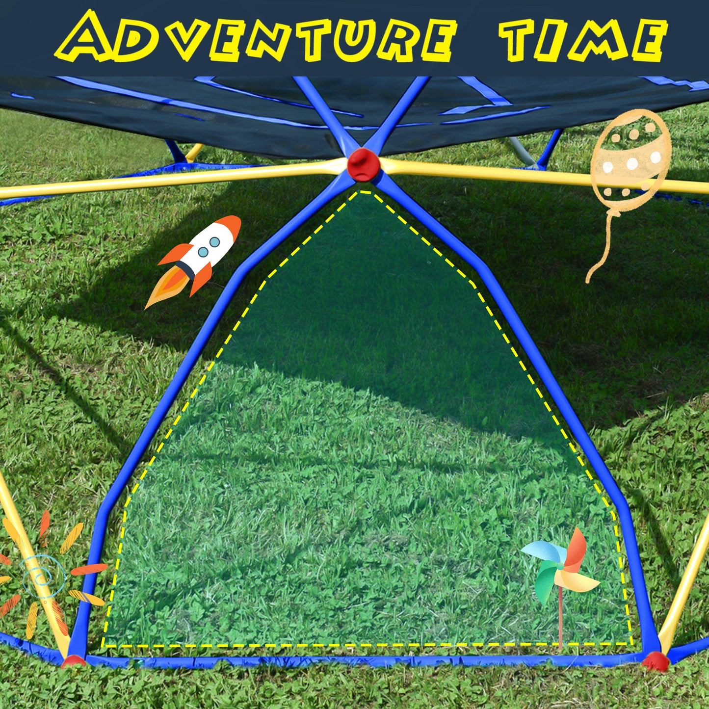 10ft Geometric Dome Climber Play Center, Kids Climbing Dome Tower with Hammock, Rust & UV Resistant Steel Supporting 1000 LBS
