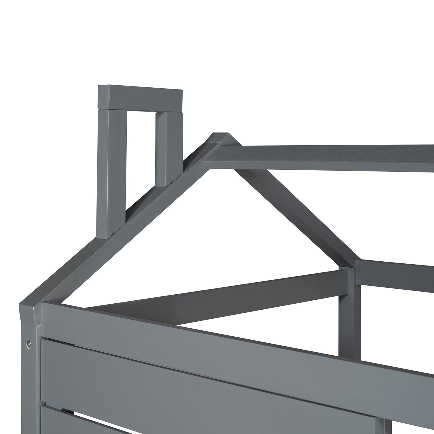 Twin Size House Bed Wood Bed with Two Drawers ( Gray )