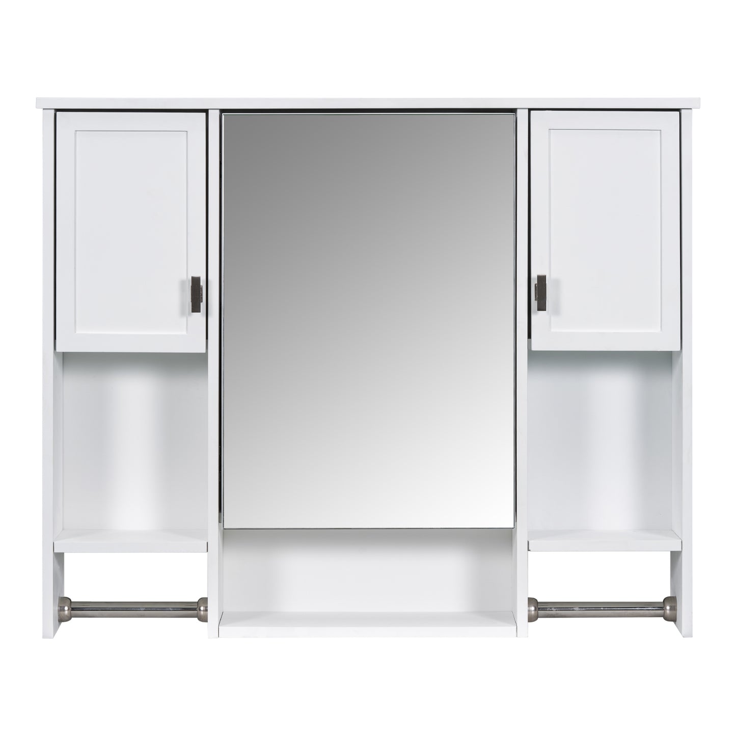 35'' x 28'' Modern Wall Mounted Bathroom Storage Cabinet, Bathroom Wall Cabinet with Mirror, Medicine Cabinet with Towels Bar
