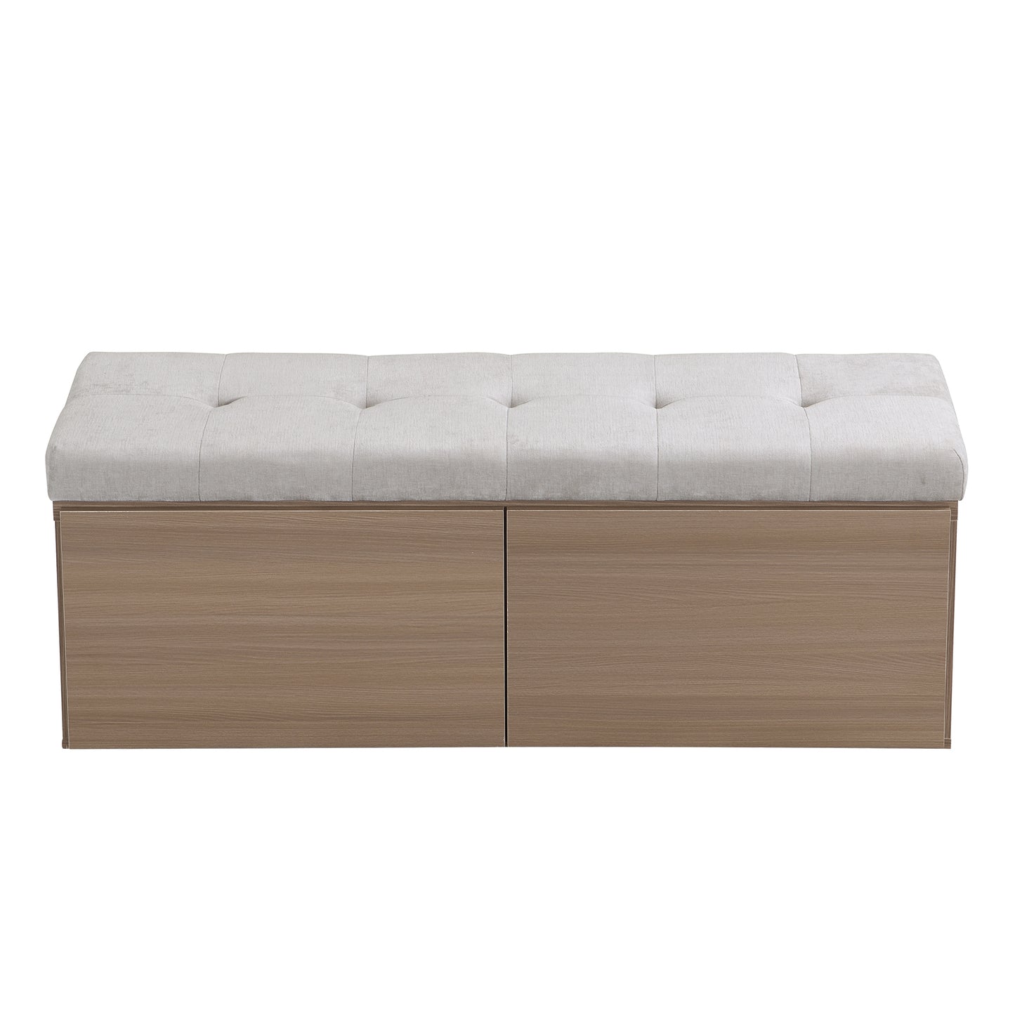 49" Shoe Storage Bench Entryway Shoe Cabinet Storage Ottoman with Padded Seat Cushion and Double Doors for Entryway, Hallway and Bedroom, Light Grey