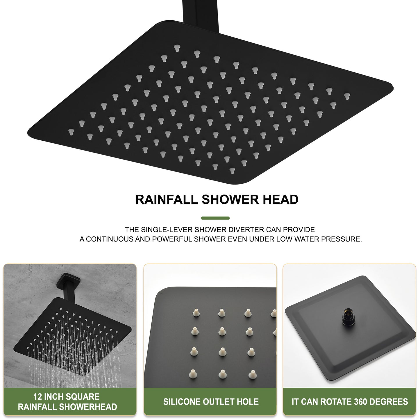 Ceiling Mounted Shower System Combo Set with Handheld and 12"Shower head