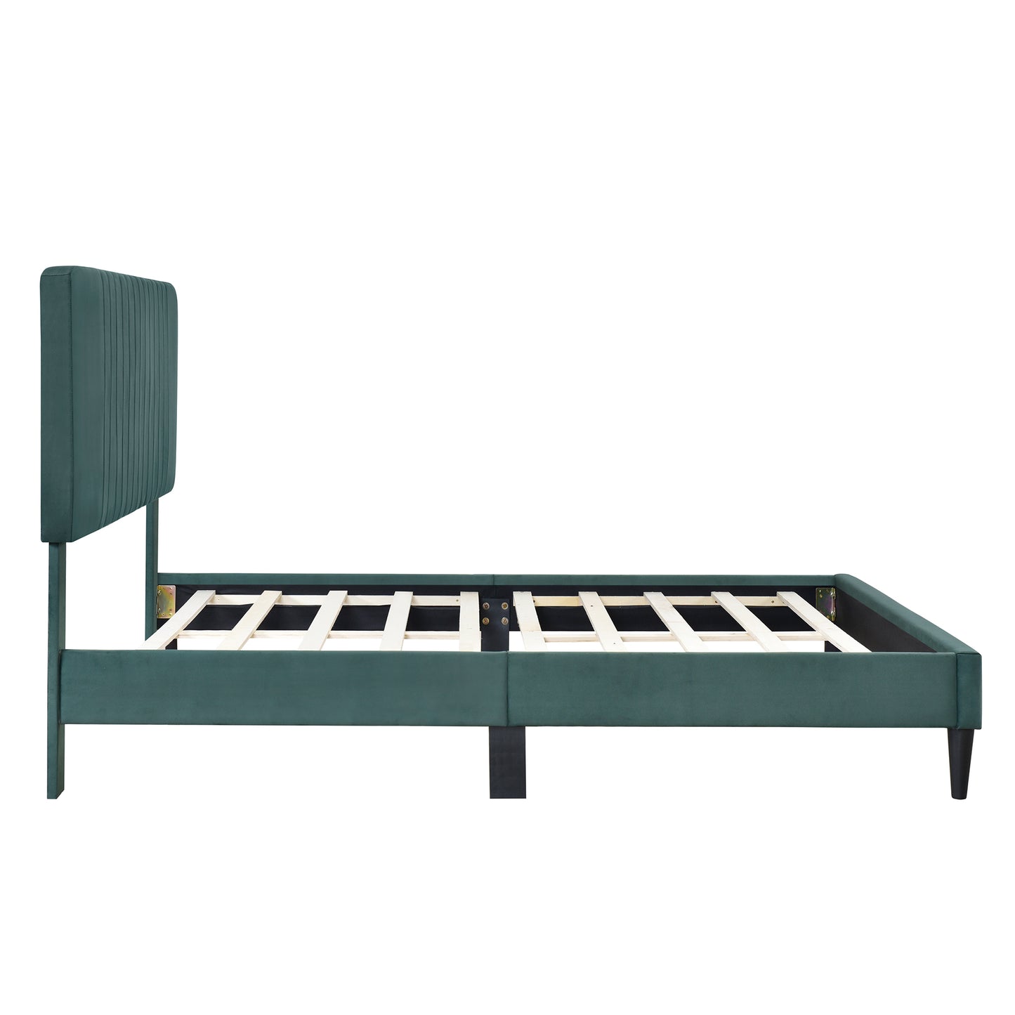 Full Size Upholstered Platform Bed,No Box Spring Needed, Velvet Fabric,Green
