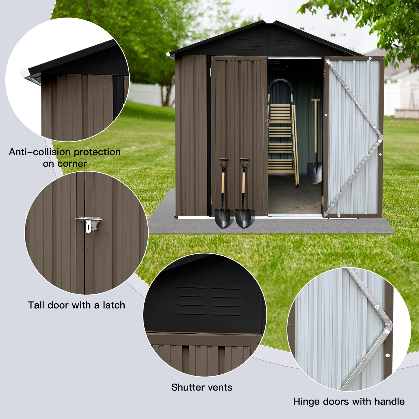 Out storage sheds 4ft×6ft Apex roof Brown + Black