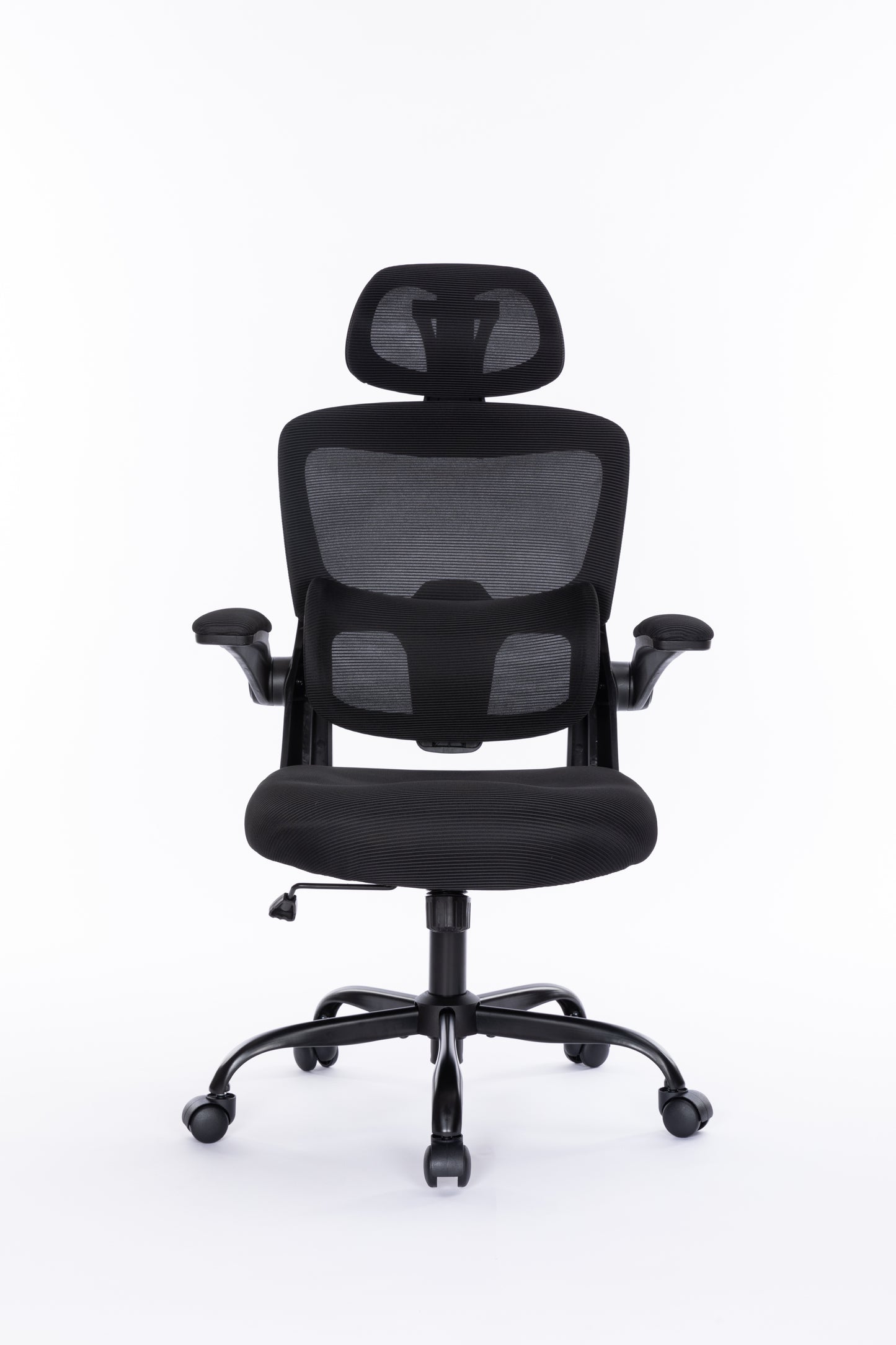 Ergonomic Mesh Office Chair with 3D Adjustable Lumbar Support, High Back Desk Chair with Flip-up Arms, Executive Computer Chair Home Office Task Swivel Rolling Chairs for Adults