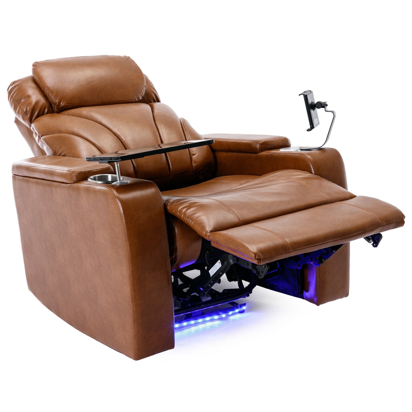 Power Motion Recliner with USB Charging Port and Hidden Arm Storage, Home Theater Seating with Convenient Cup Holder Design ,and stereo(Light  Brown)