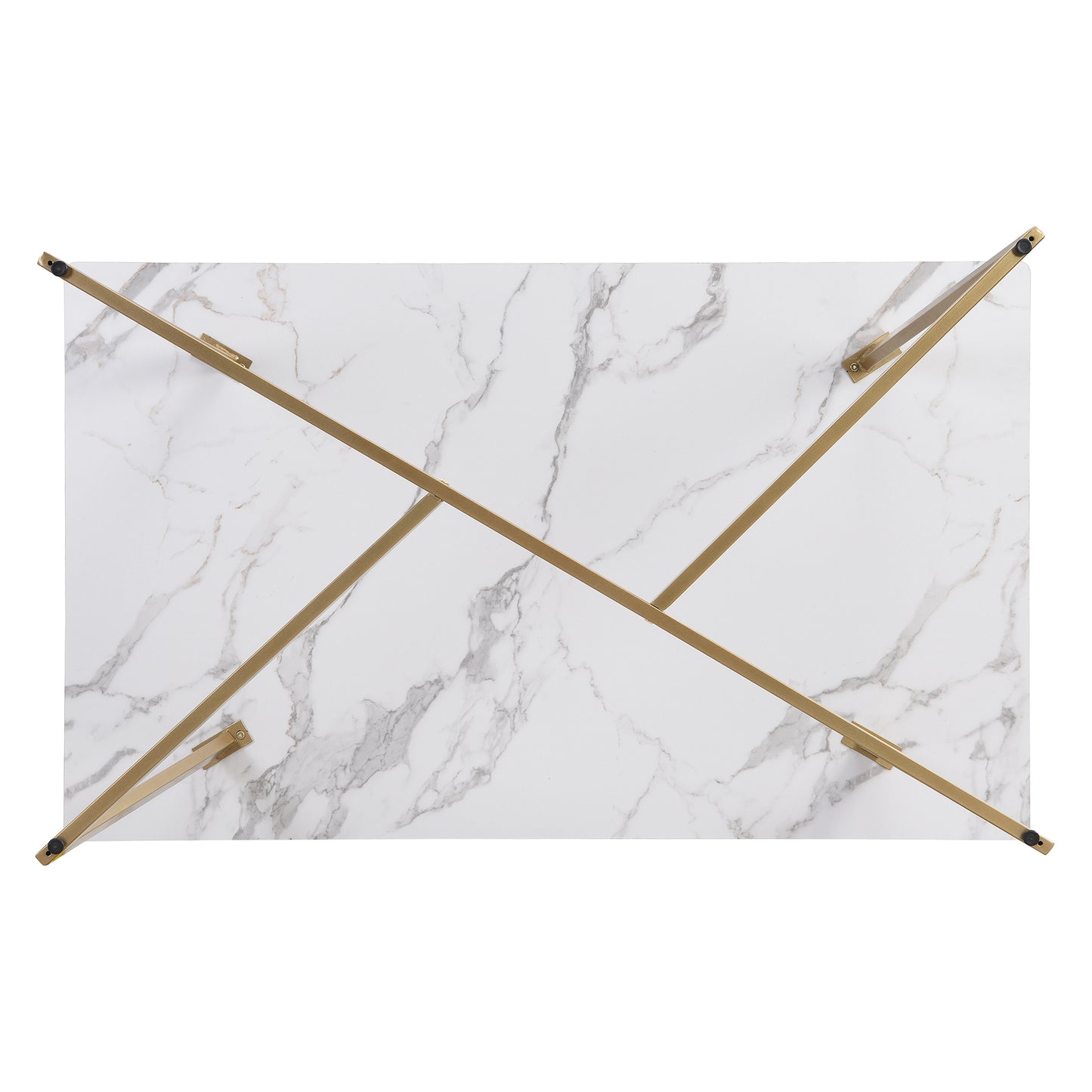 TOPMAX Modern Faux Marble 6-Piece Dining Table Set,60inch Metal Kitchen Table Set with Upholstered Dining Chairs and Bench, Golden
