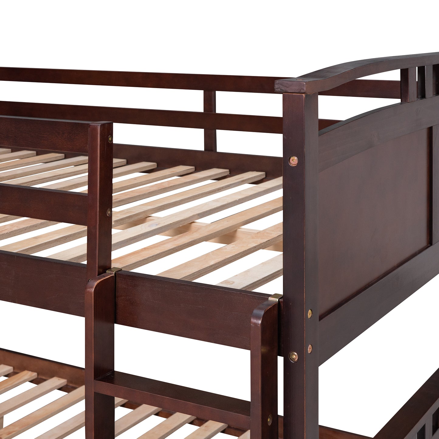 Full-Over-Full Bunk Bed with Twin size Trundle , Separable Bunk Bed for Bedroom - Espresso