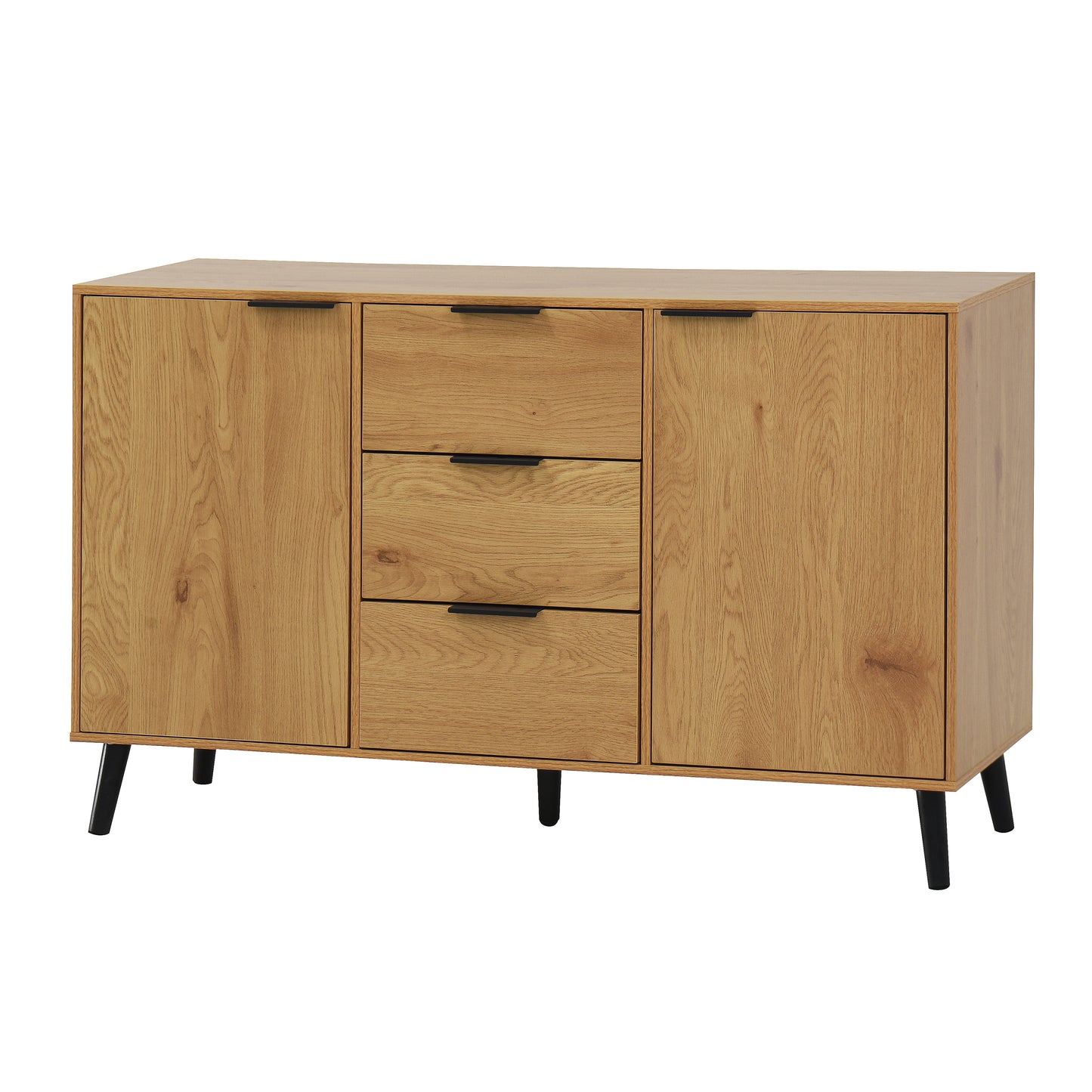 Sideboard Buffet Cabinet with Storage, Wood Coffee Bar Cabinet, 47.2" Kitchen Cabinet with 3 Drawers & 2 Doors, Kitchen Buffet Cabinet Cupboard Natural Wood Color