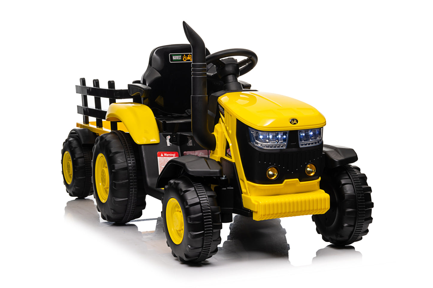 Ride on Tractor, 12 V Battery Powered Electric Vehicle Toy w/Remote Control,music, LED Lights, Removable trailer bucket, Safety Belt