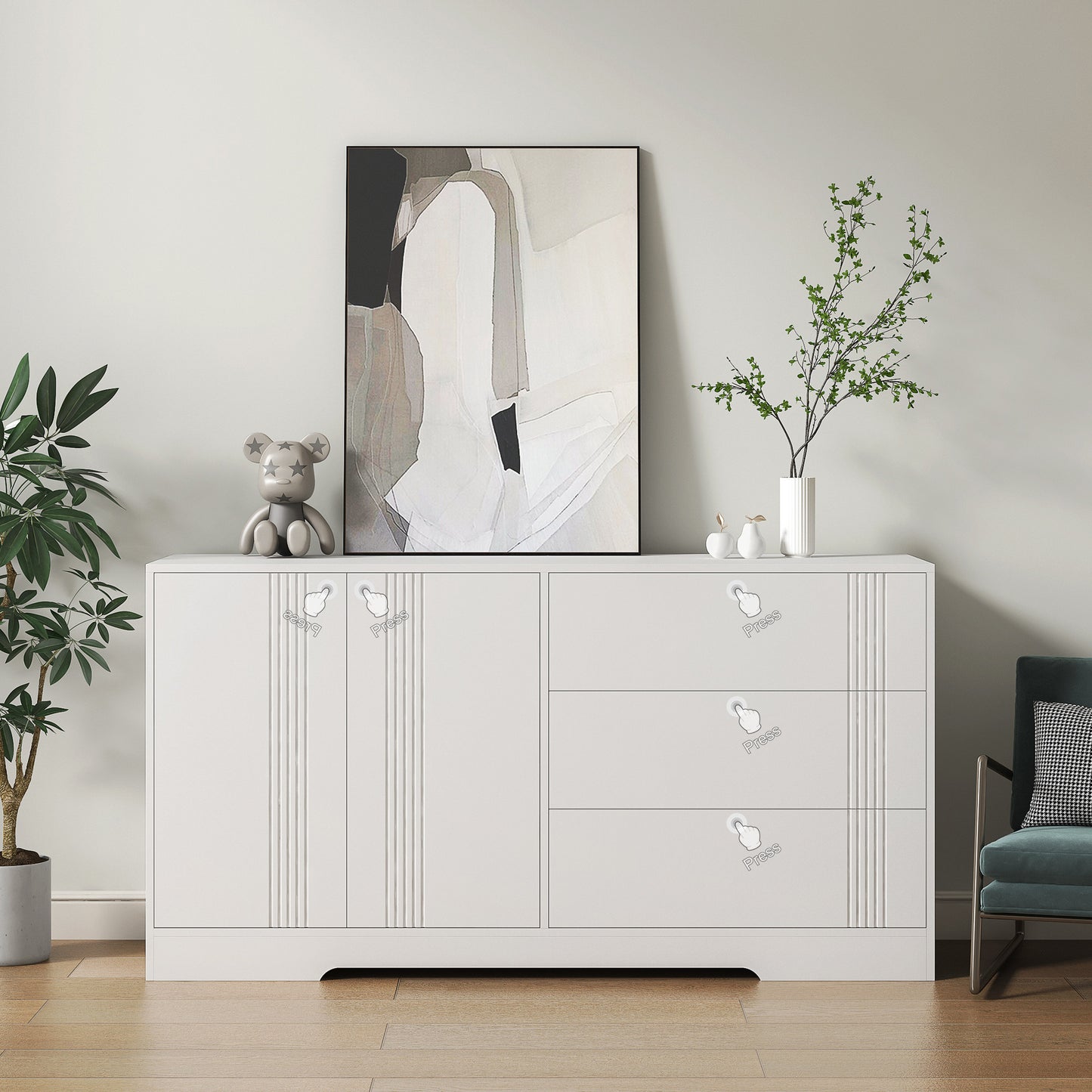 Sideboard Buffet Cabinet with Storage, Modern Kitchen Buffet Storage Cabinet with Drawer and Doors,  Large Coffee Bar with Adjustable Shelves for Kitchen
