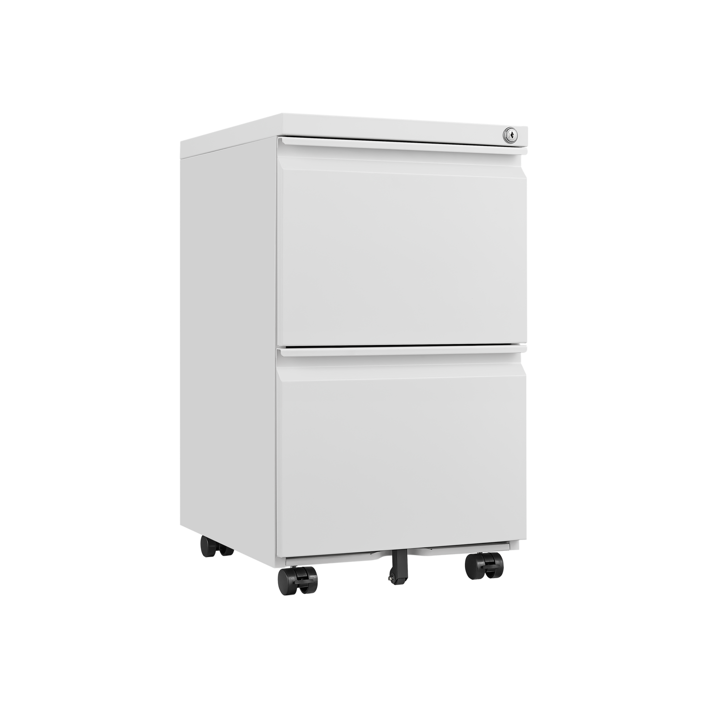 Metal 2 Drawer Mobile File Cabinet with Lock, Under Desk Office Steel Filing Cabinet, 25.6''H Legal/Letter Size Files Storage Cabinet,White