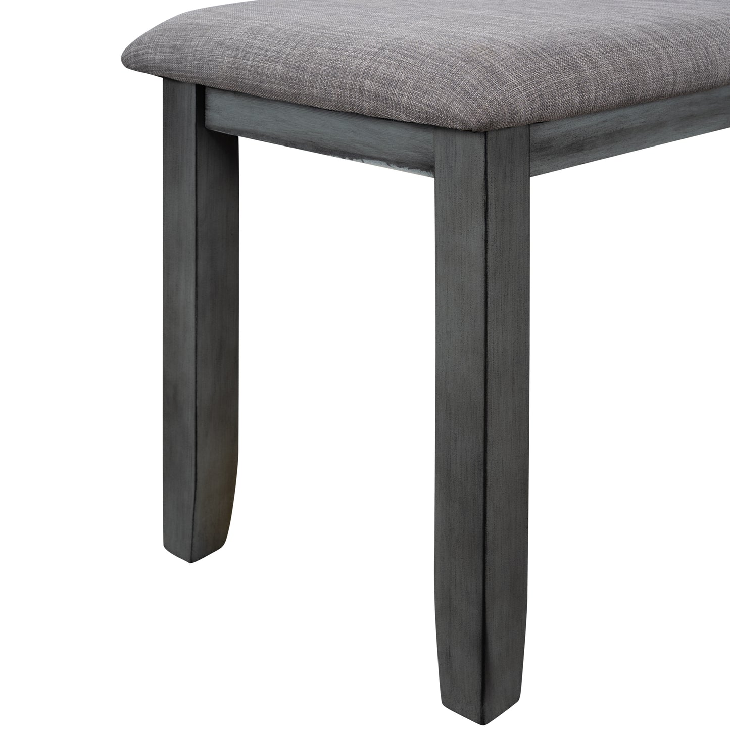 TOPMAX 6 Piece Wooden Dining Table set, Kitchen Table set with 4 Chairs and Bench, Farmhouse Rustic Style,Gray