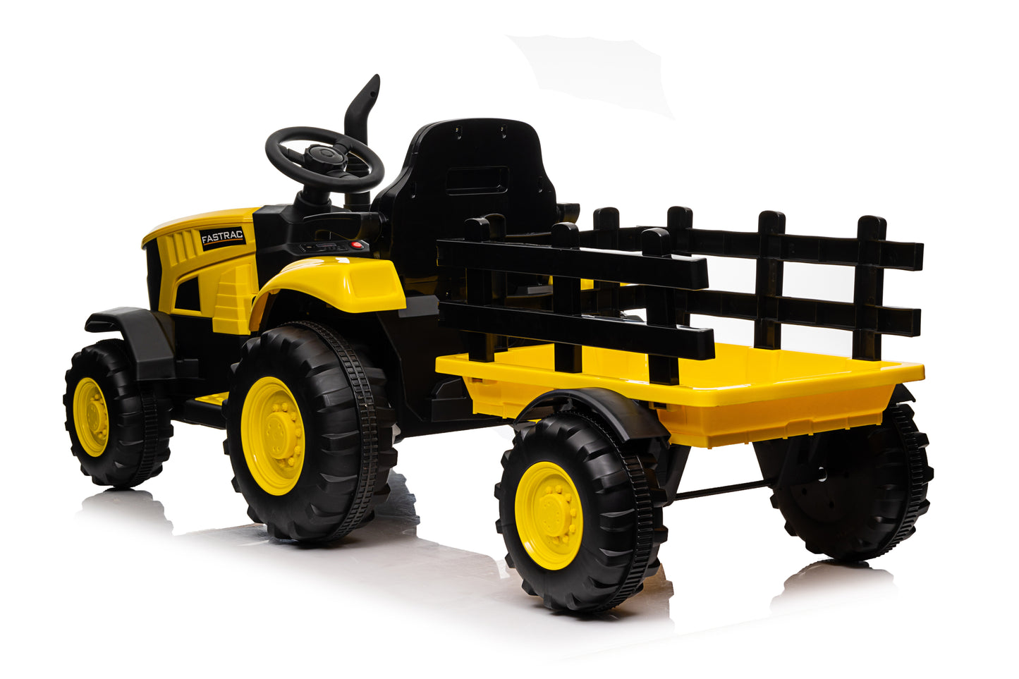 Ride on Tractor, 12 V Battery Powered Electric Vehicle Toy w/Remote Control,music, LED Lights, Removable trailer bucket, Safety Belt