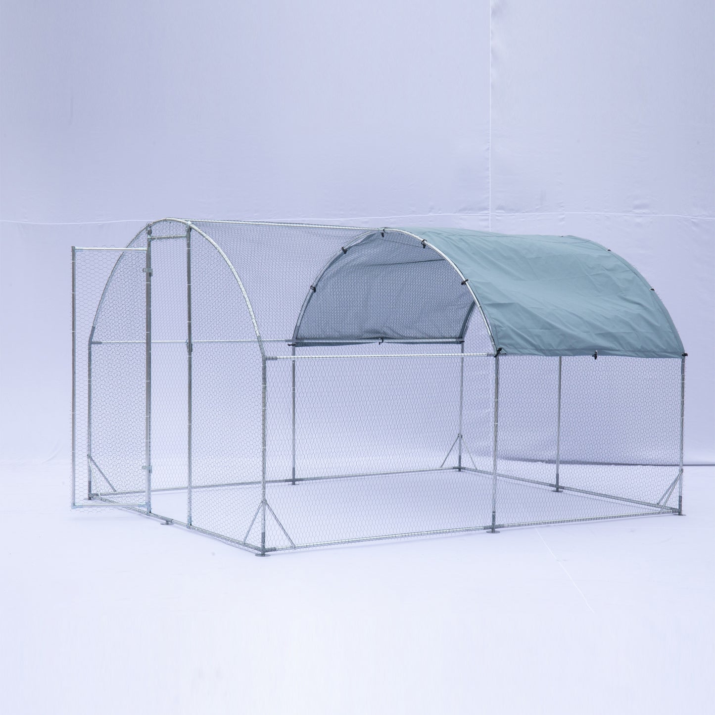 Large metal chicken coop upgrade three support steel wire impregnated plastic net cage, Oxford cloth silver plated waterproof UV protection, duck rabbit sheep bird outdoor house 9.2'W x 12.5'L x 6.5'H
