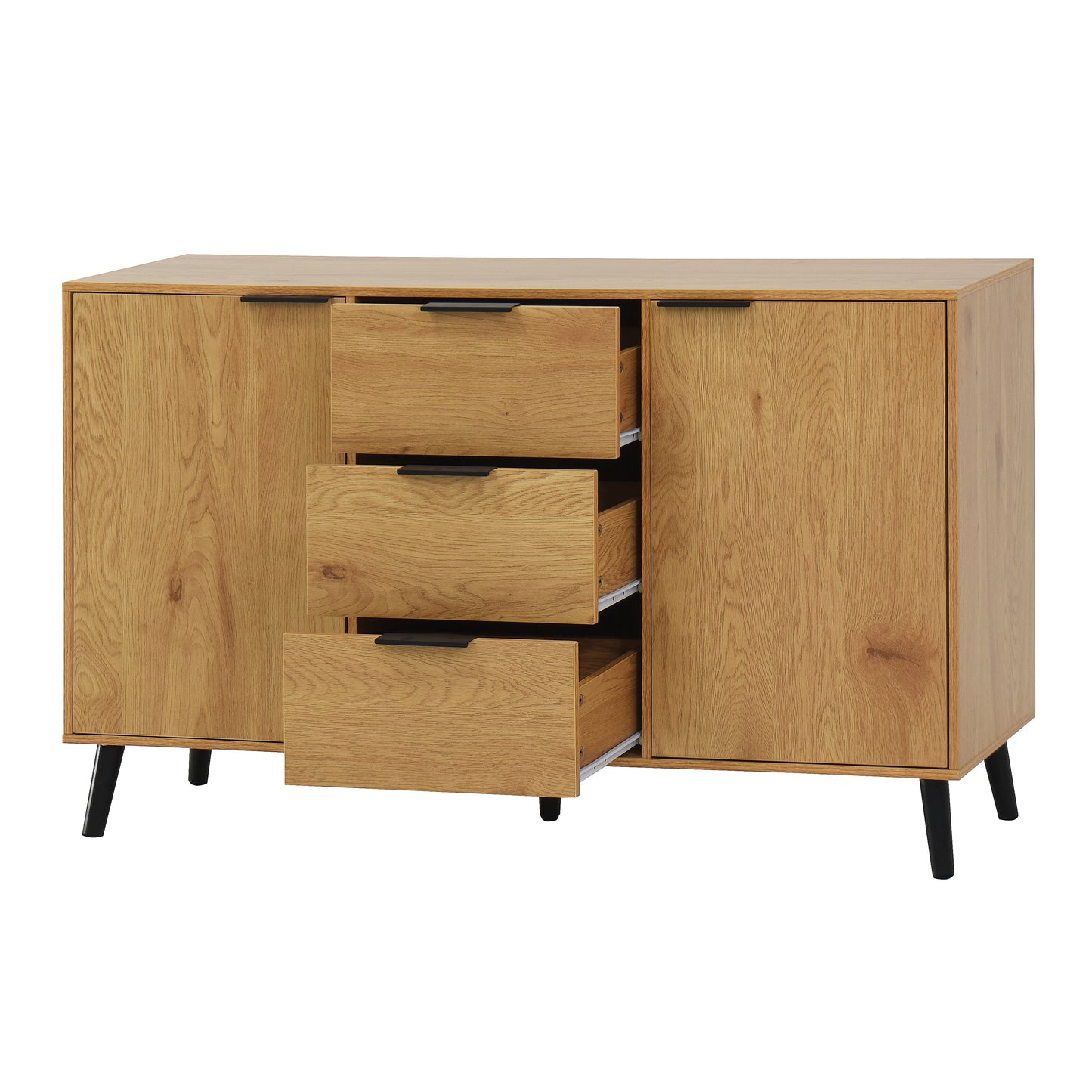 Sideboard Buffet Cabinet with Storage, Wood Coffee Bar Cabinet, 47.2" Kitchen Cabinet with 3 Drawers & 2 Doors, Kitchen Buffet Cabinet Cupboard Natural Wood Color