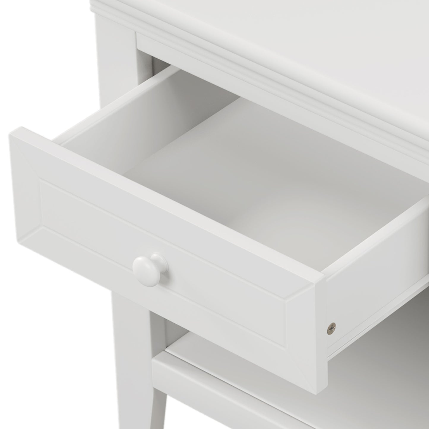 4 Pieces Traditional Concise Style White Bedroom Sets, Nightstand+ Dresser+ Mirror+King Bed