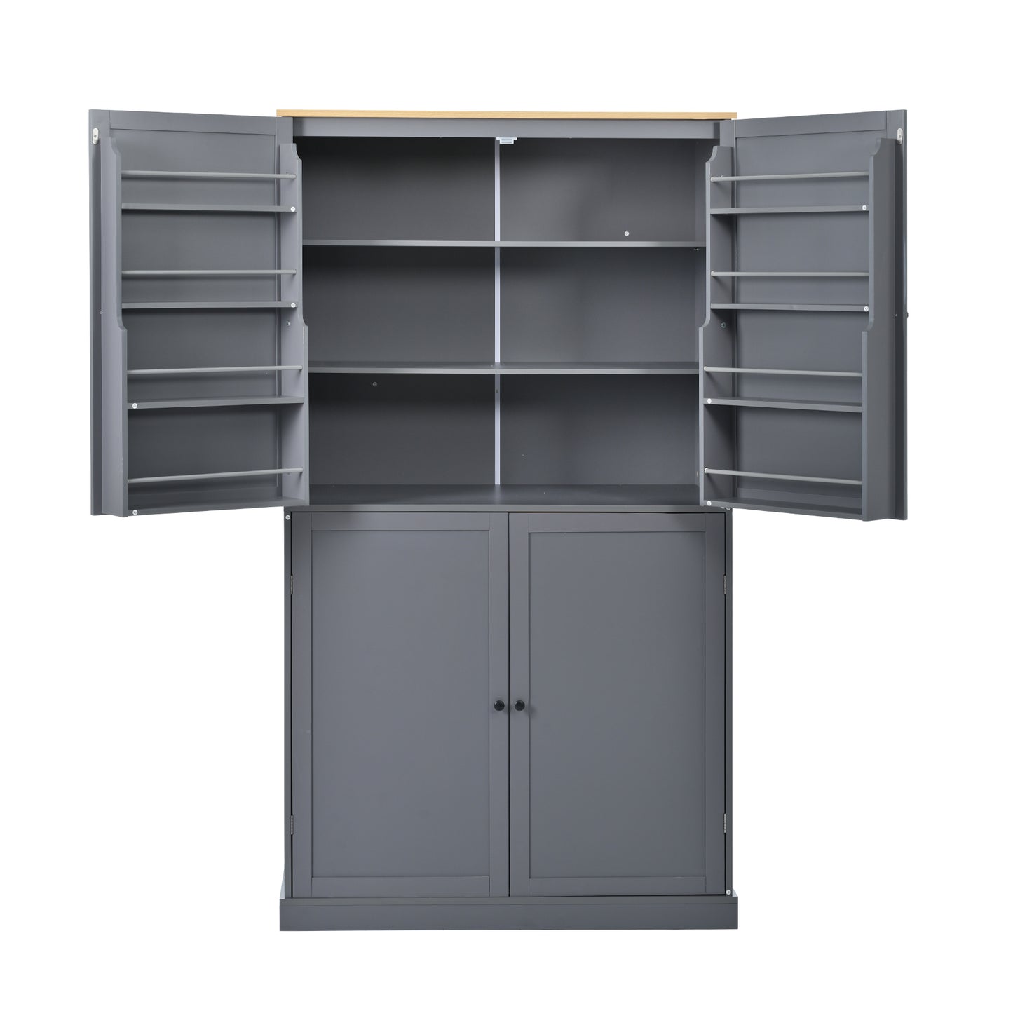 [Assembly Video Provided]TOPMAX 40.2x20x71.3inch High Freestanding Kitchen Pantry Large Cupboard Storage Cabinet with 2 Drawers, 2 Adjustable Shelves, 8 Door Shelves for Kitchen, Dining Room,Gray