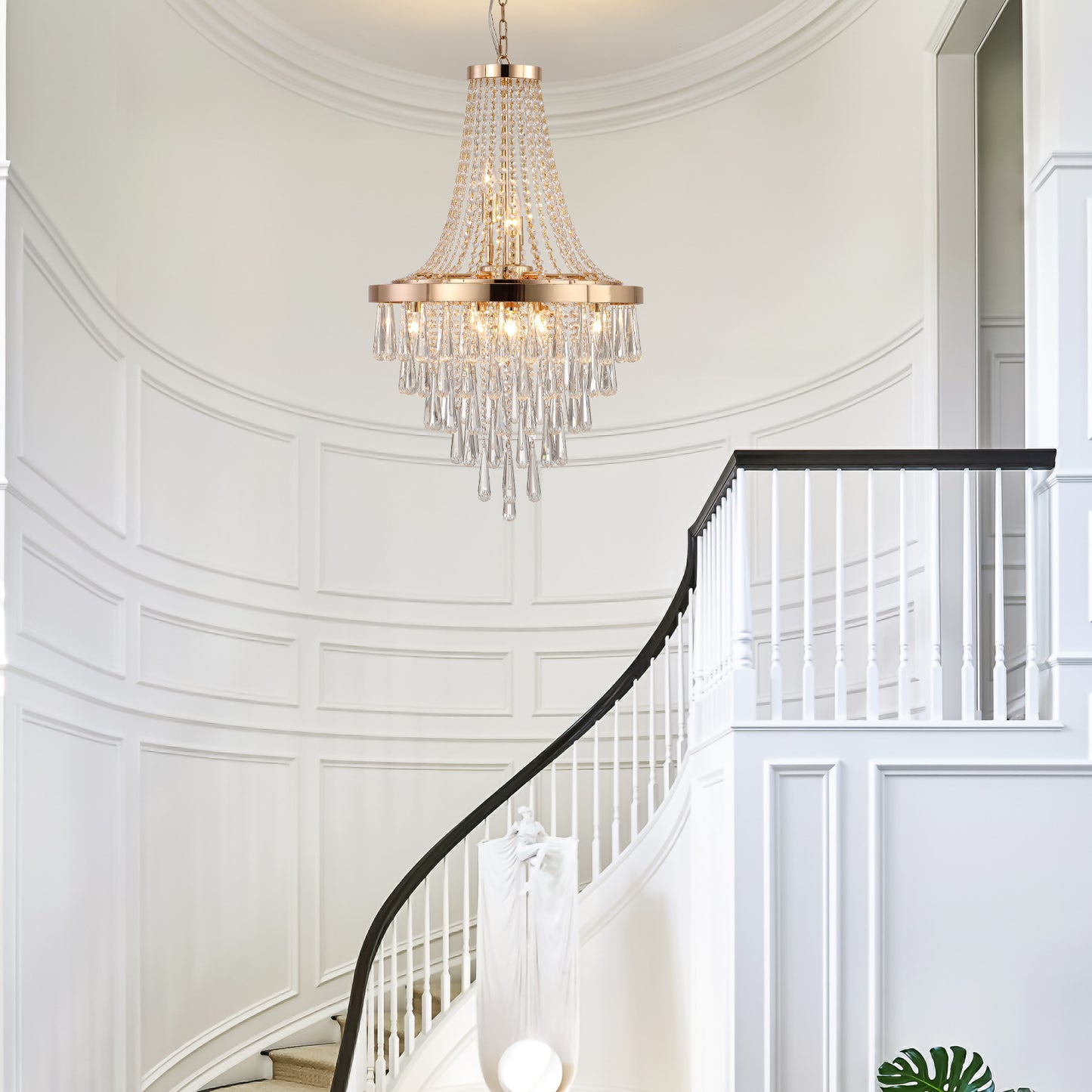 Gold Crystal Chandeliers,Large Contemporary Luxury Ceiling Lighting for Living Room Dining Room Bedroom Hallway