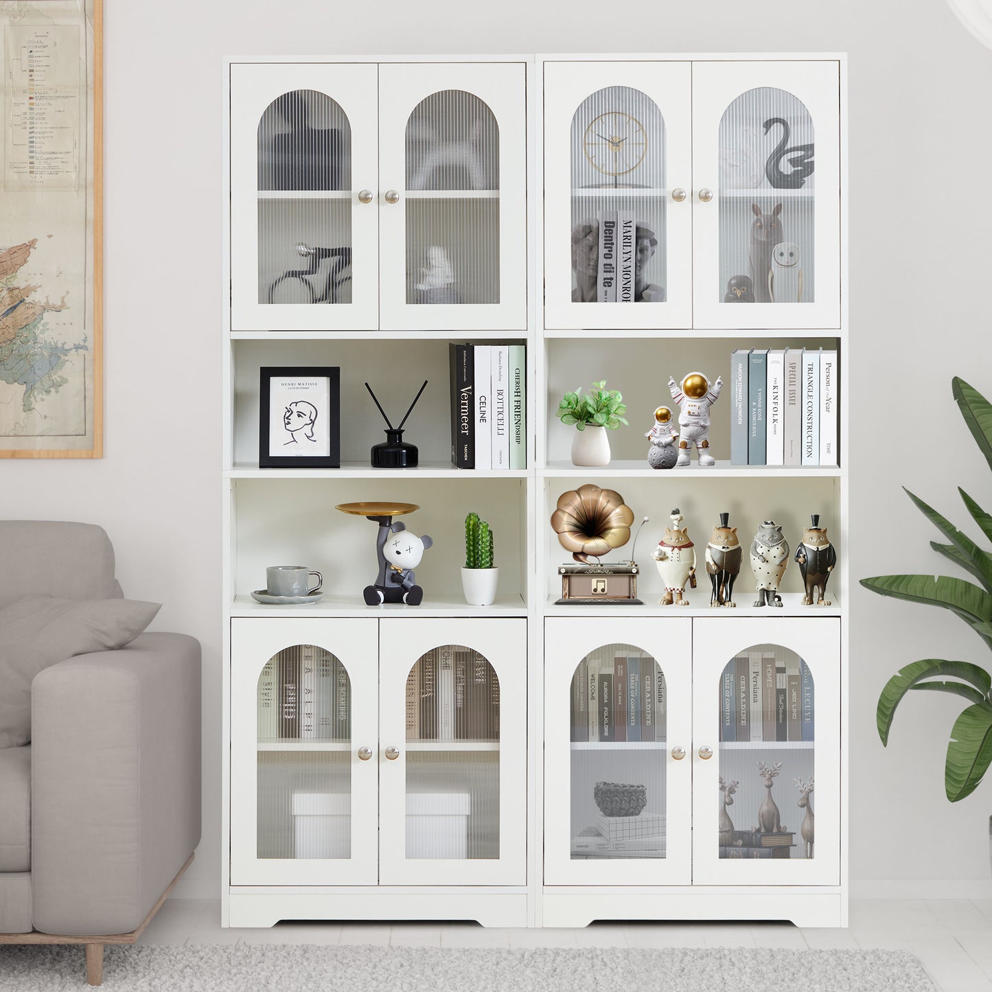 67" Tall Bathroom Storage Cabinet with Doors and Shelves, Towel Cabinet for Bathroom Freestanding, Linen Cabinet for Bathroom Storage 6 Tier, White Kitchen Pantry Cabinet Wood