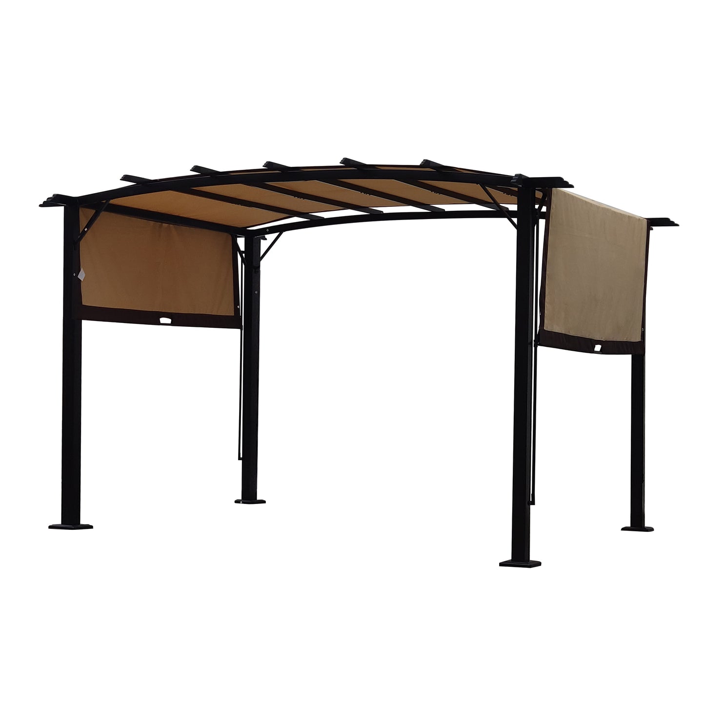 12 x 9 Ft Outdoor Pergola Patio Gazebo,Retractable Shade Canopy,Steel  Frame Grape Gazebo,Sunshelter Pergola for Gardens,Terraces,Backyard-Beige Same as W419S00017
