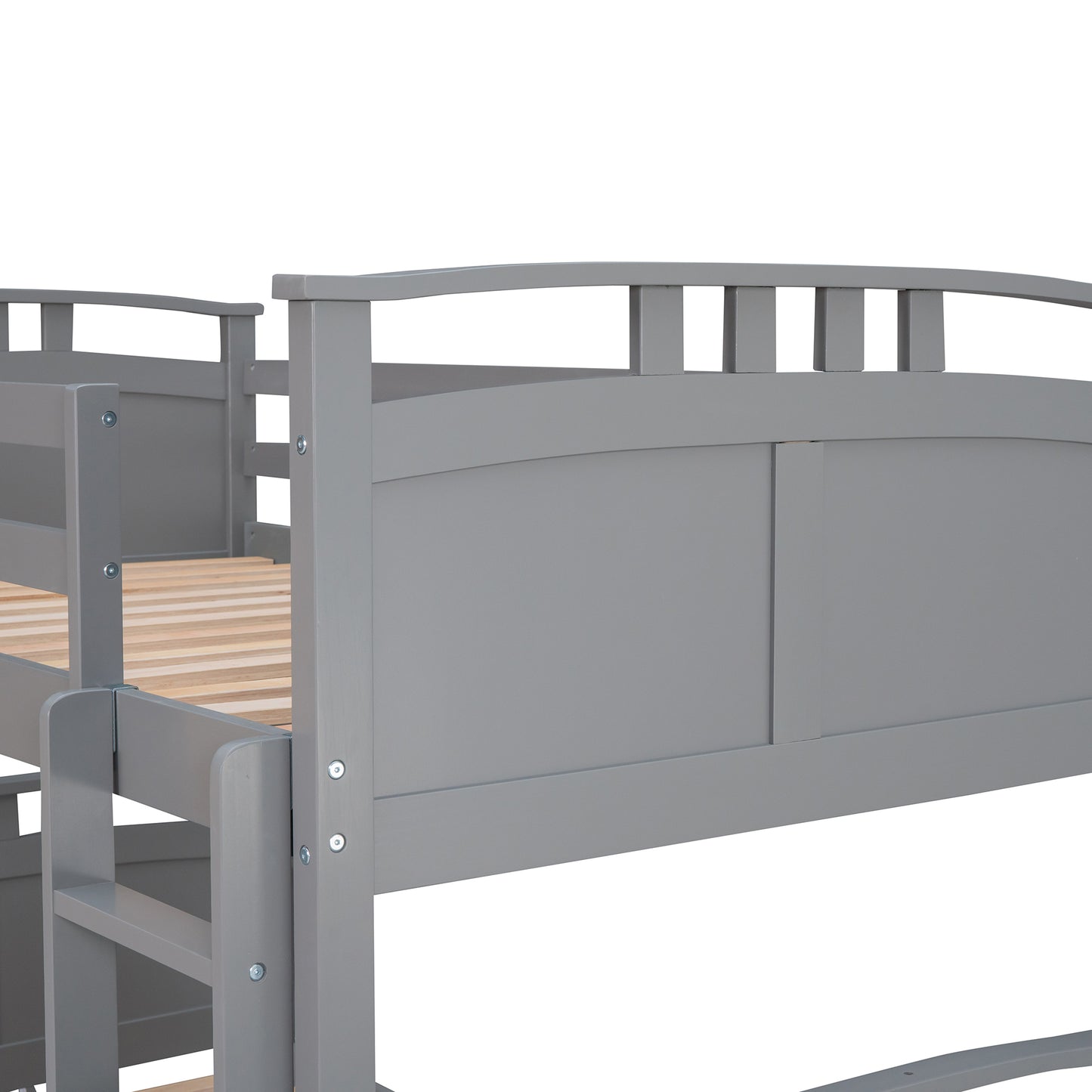 Twin-Over-Twin Bunk Bed with Twin size Trundle , Separable Bunk Bed for Bedroom - Grey