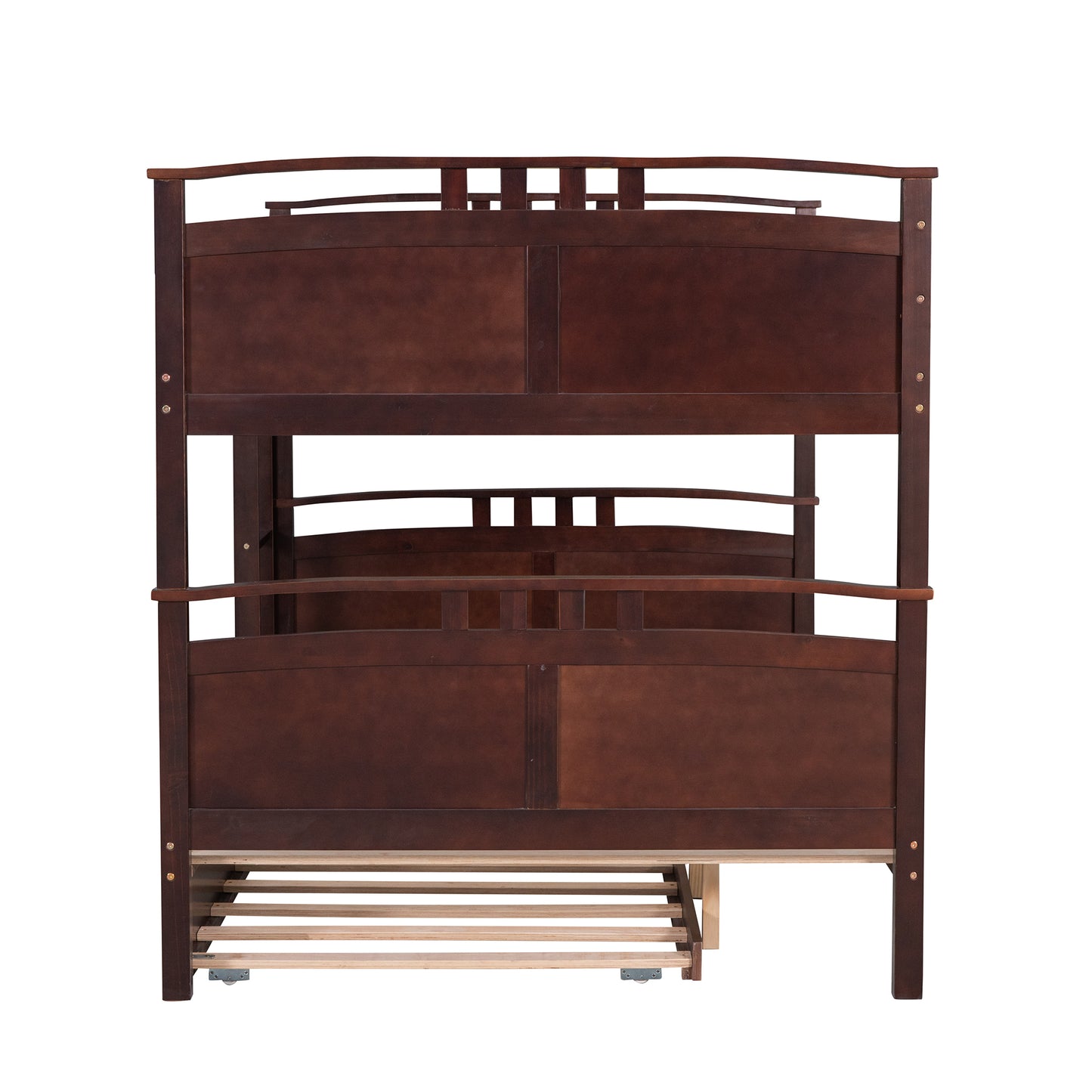 Full-Over-Full Bunk Bed with Twin size Trundle , Separable Bunk Bed for Bedroom - Espresso