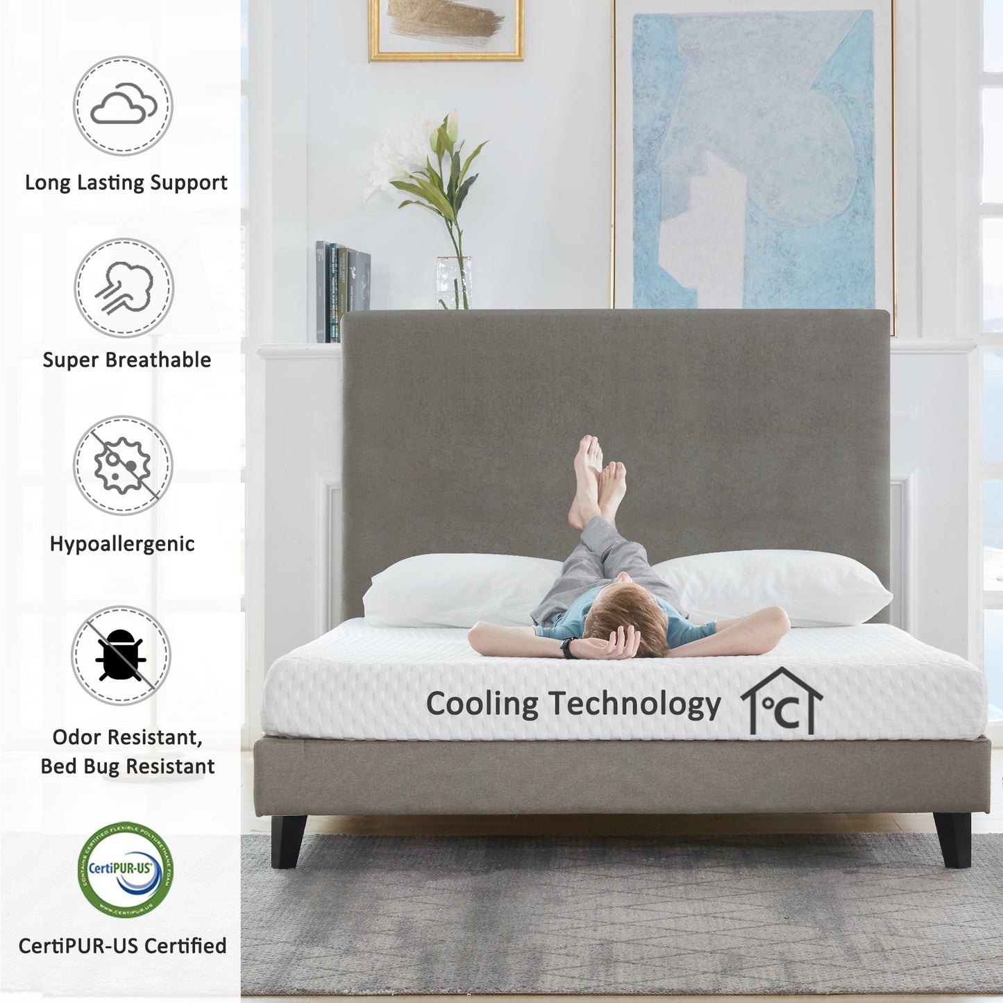 6 Inches Gel Memory Foam Mattress Made in US(King)