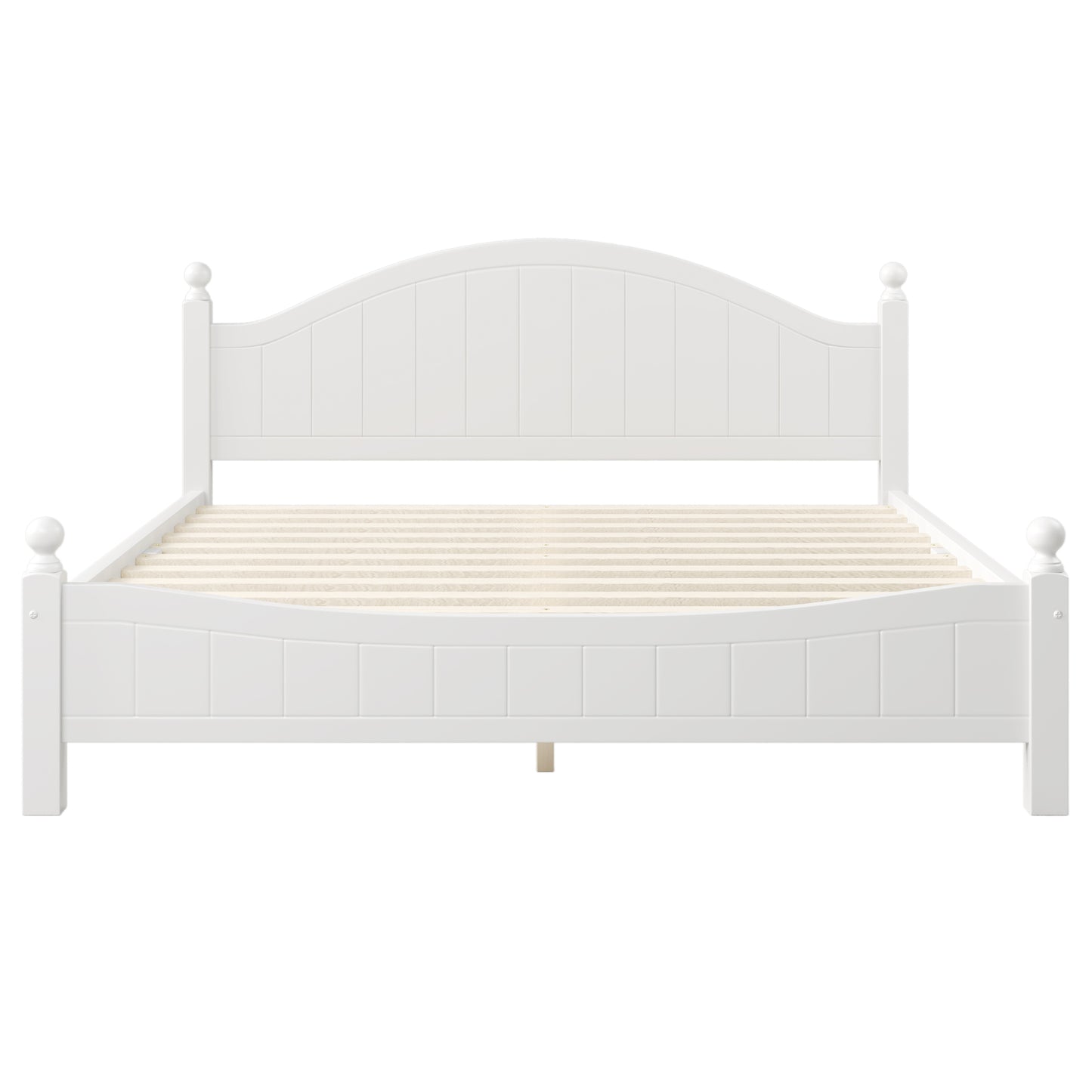 4 Pieces Traditional Concise Style White Bedroom Sets, Nightstand+ Dresser+ Mirror+King Bed