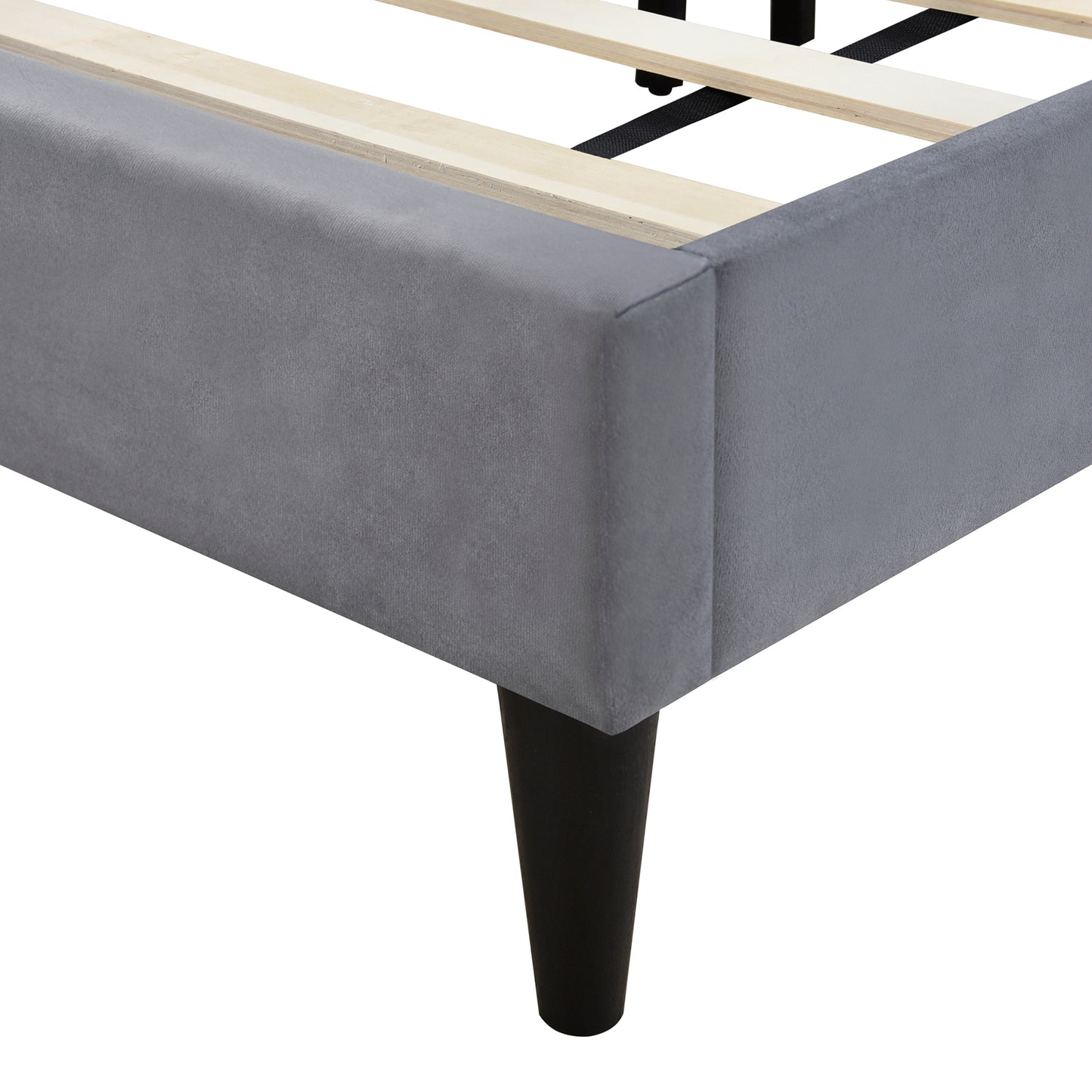 Full Size Upholstered Platform Bed,No Box Spring Needed, Velvet Fabric,Gray
