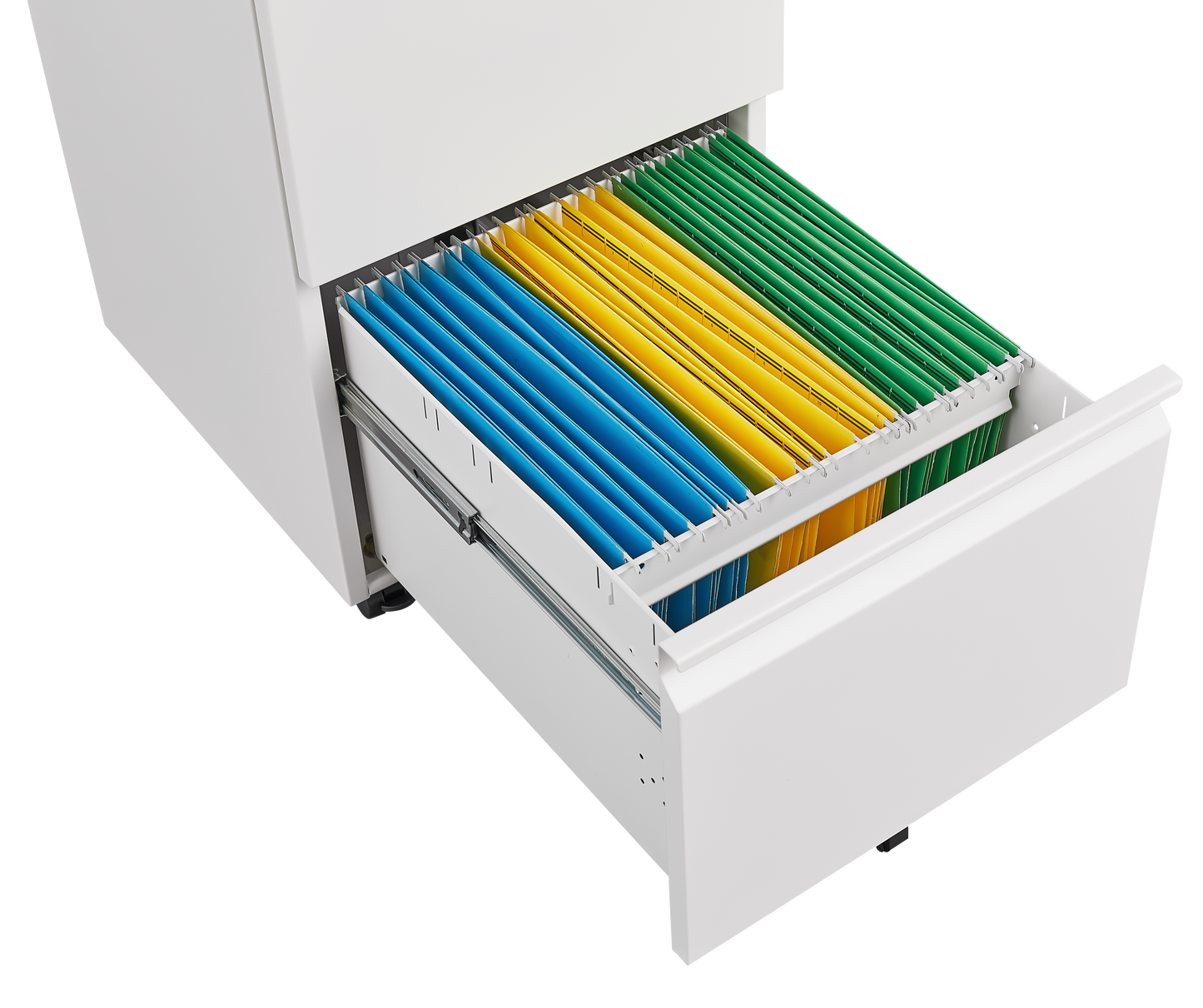 Metal 2 Drawer Mobile File Cabinet with Lock, Under Desk Office Steel Filing Cabinet, 25.6''H Legal/Letter Size Files Storage Cabinet,White