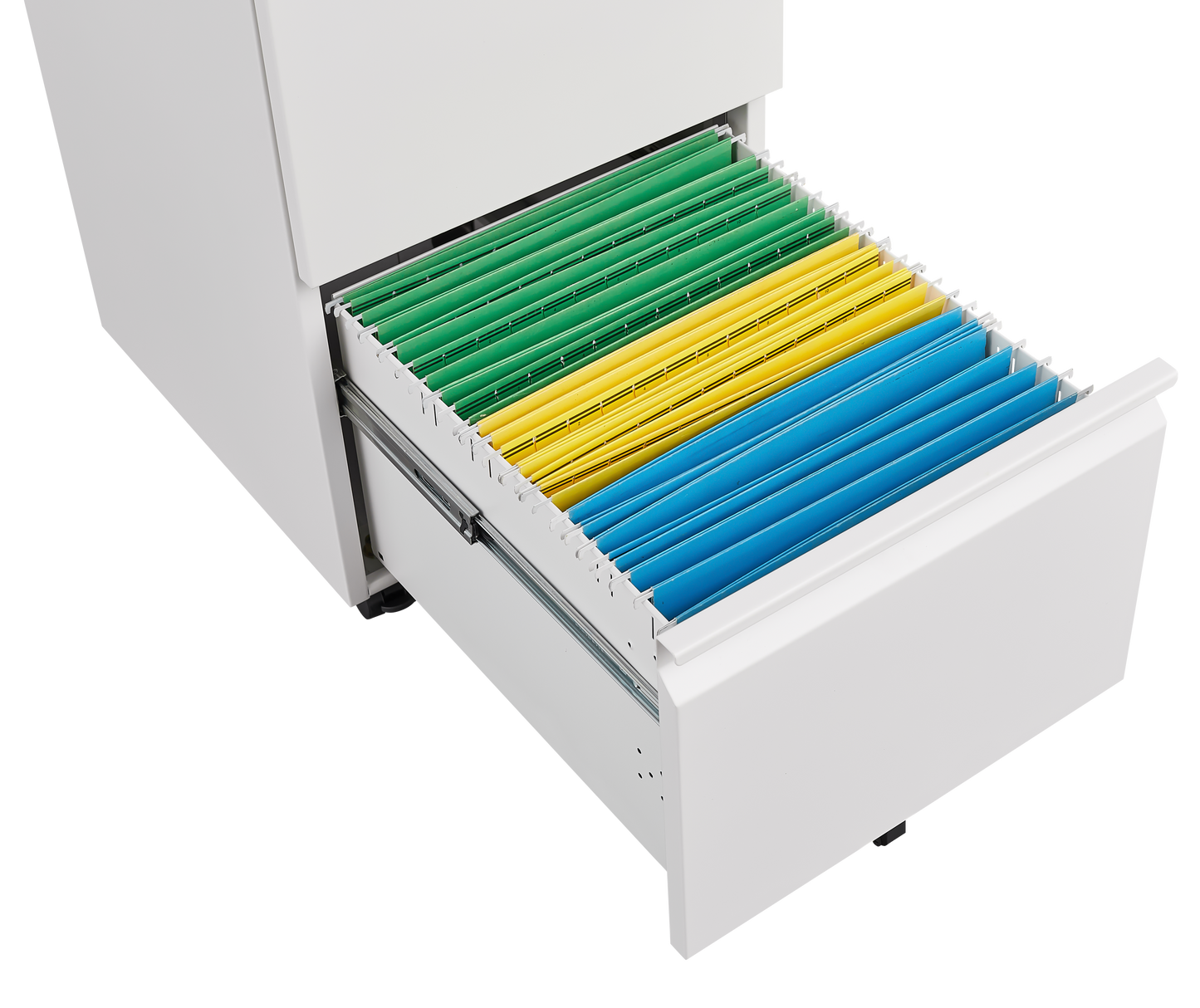 Metal 2 Drawer Mobile File Cabinet with Lock, Under Desk Office Steel Filing Cabinet, 25.6''H Legal/Letter Size Files Storage Cabinet,White