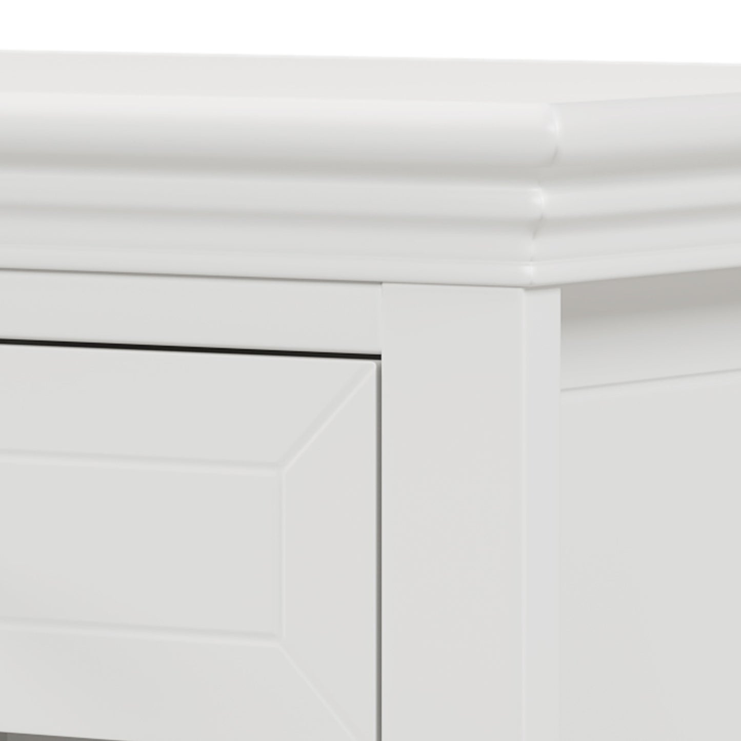 4 Pieces Traditional Concise Style White Bedroom Sets, Nightstand+ Dresser+ Mirror+King Bed